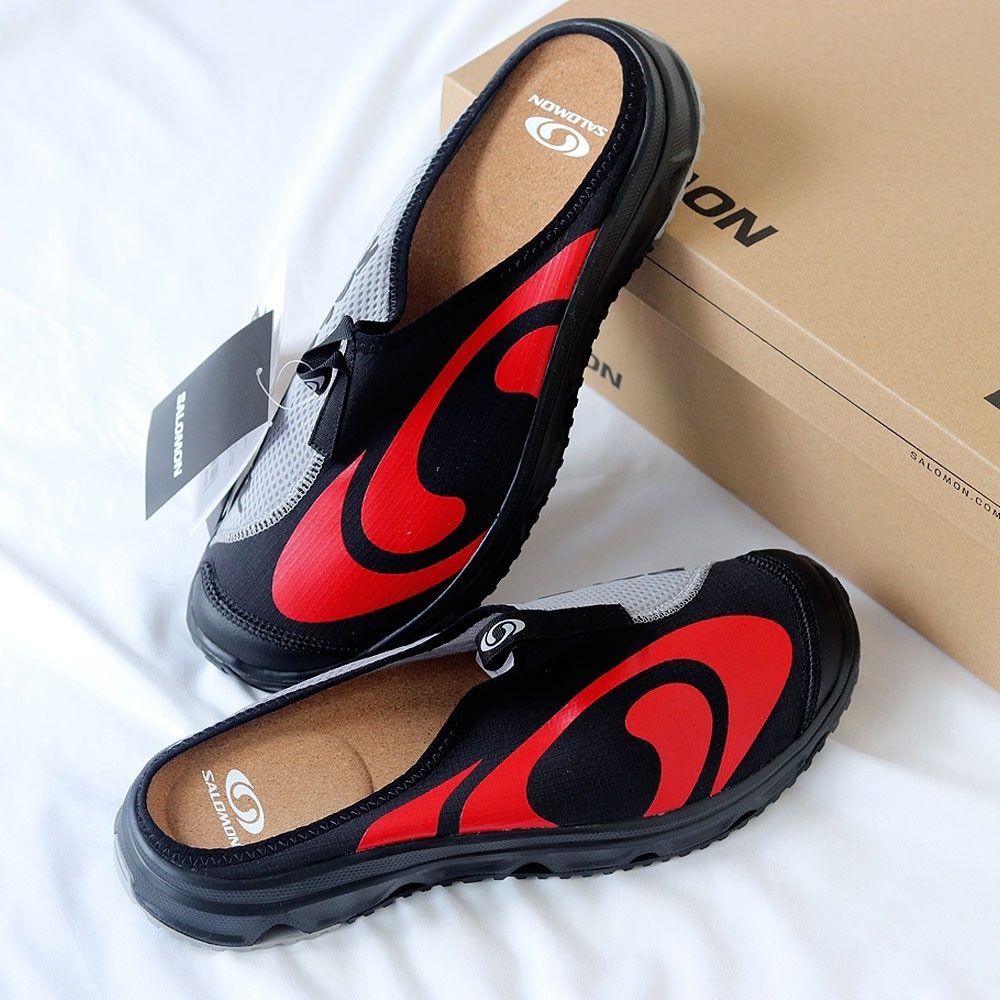 Salomon RX Slide 3.0 Seasonal Black Fiery Red 착용 스타일 - 1