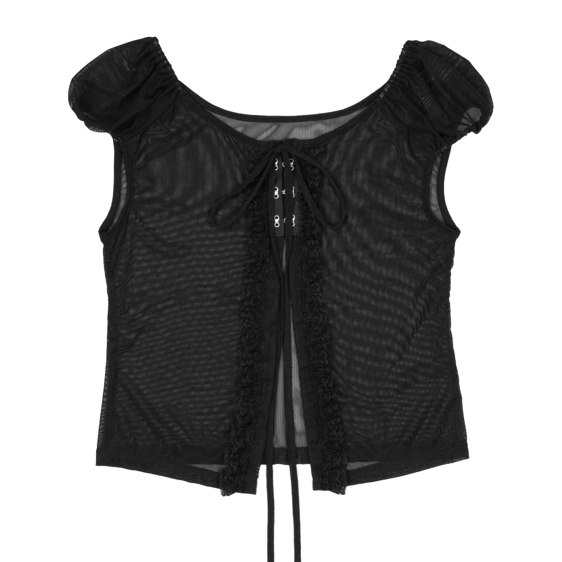 P0000EMF Roughneck Veil Puff Layered Top Black