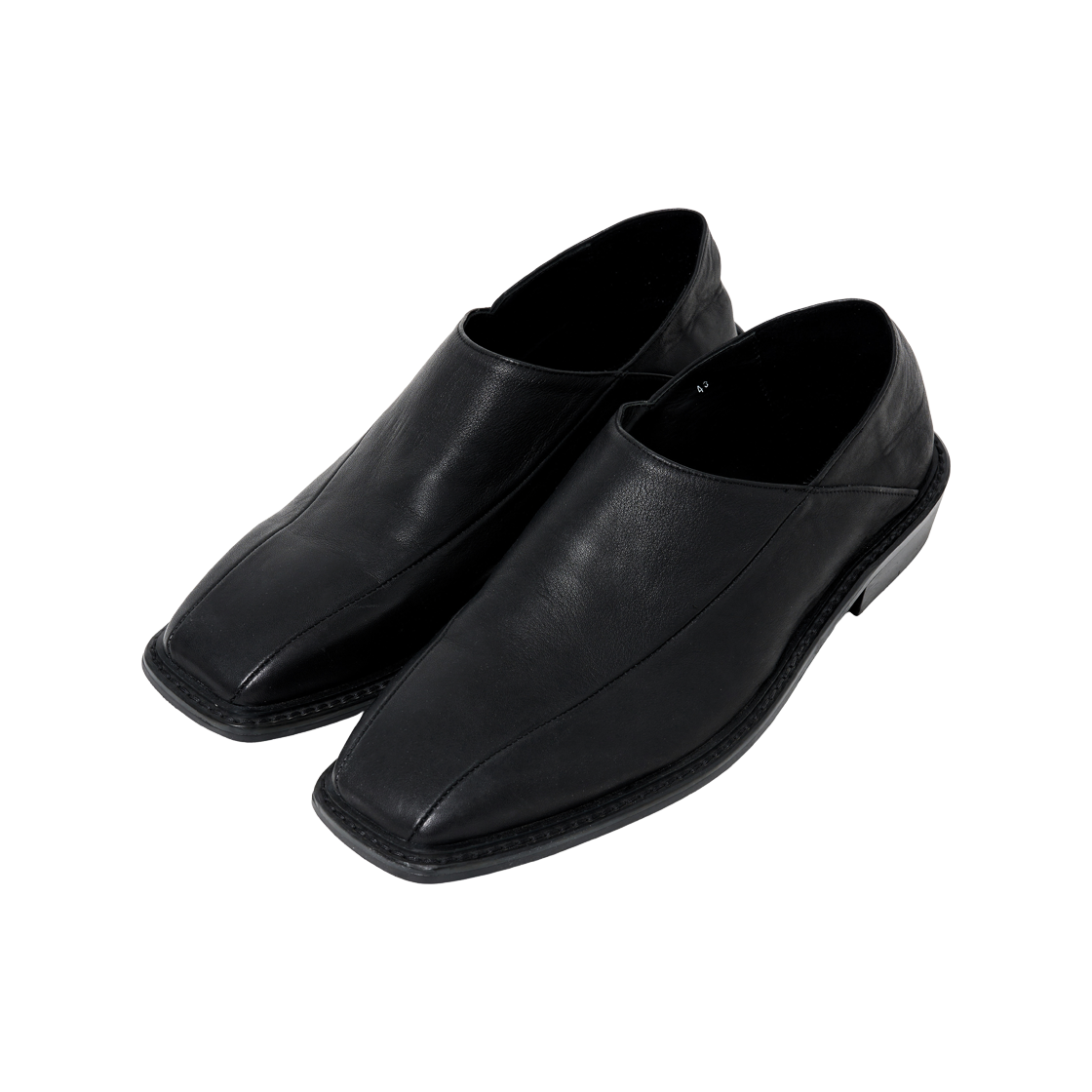 알렌느 레더 언더라인 슬립온 & 뮬 브러쉬드 블랙