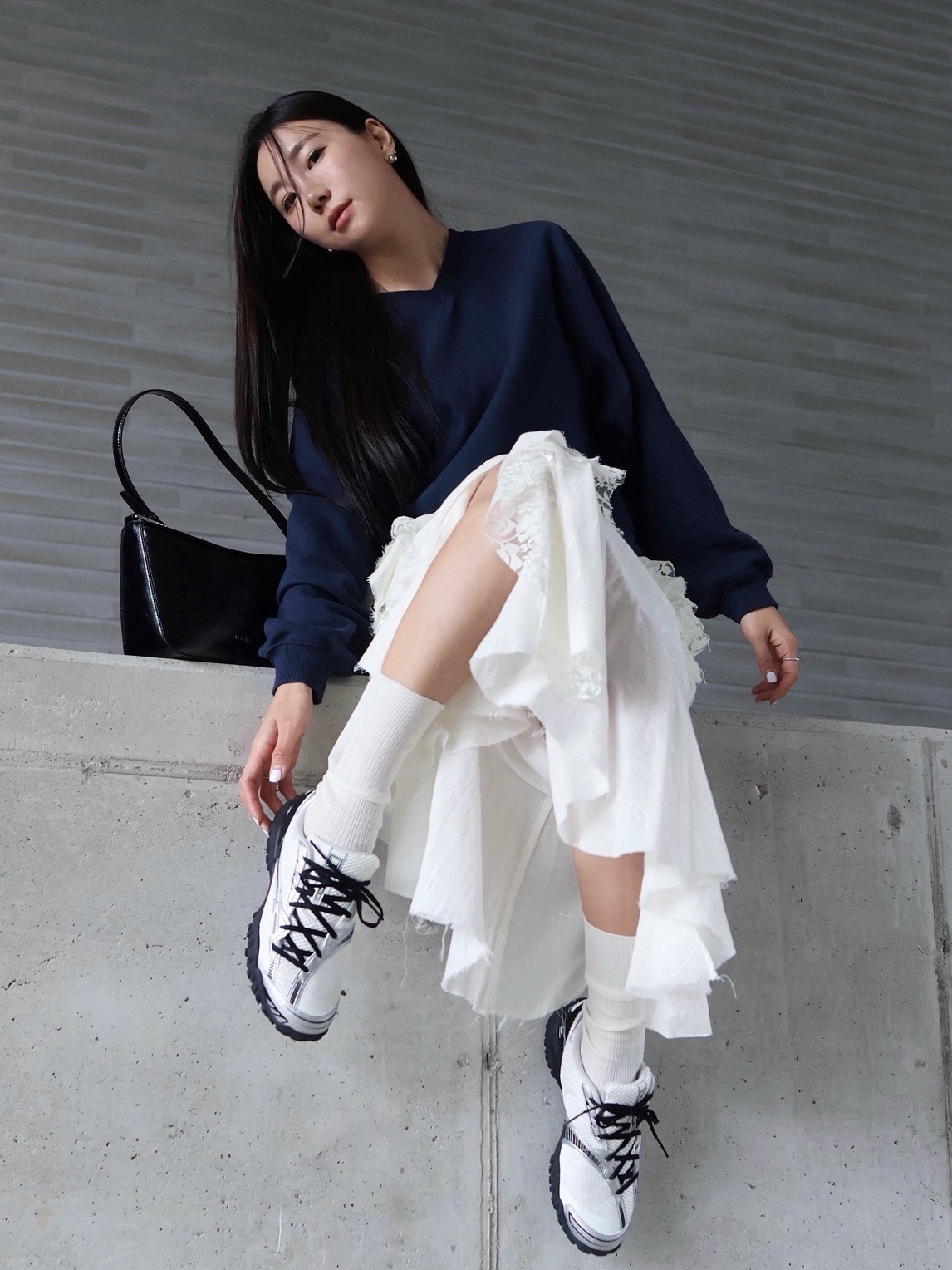[6% 적립]Fila Echappe V2 Black 착용 스타일 - 1