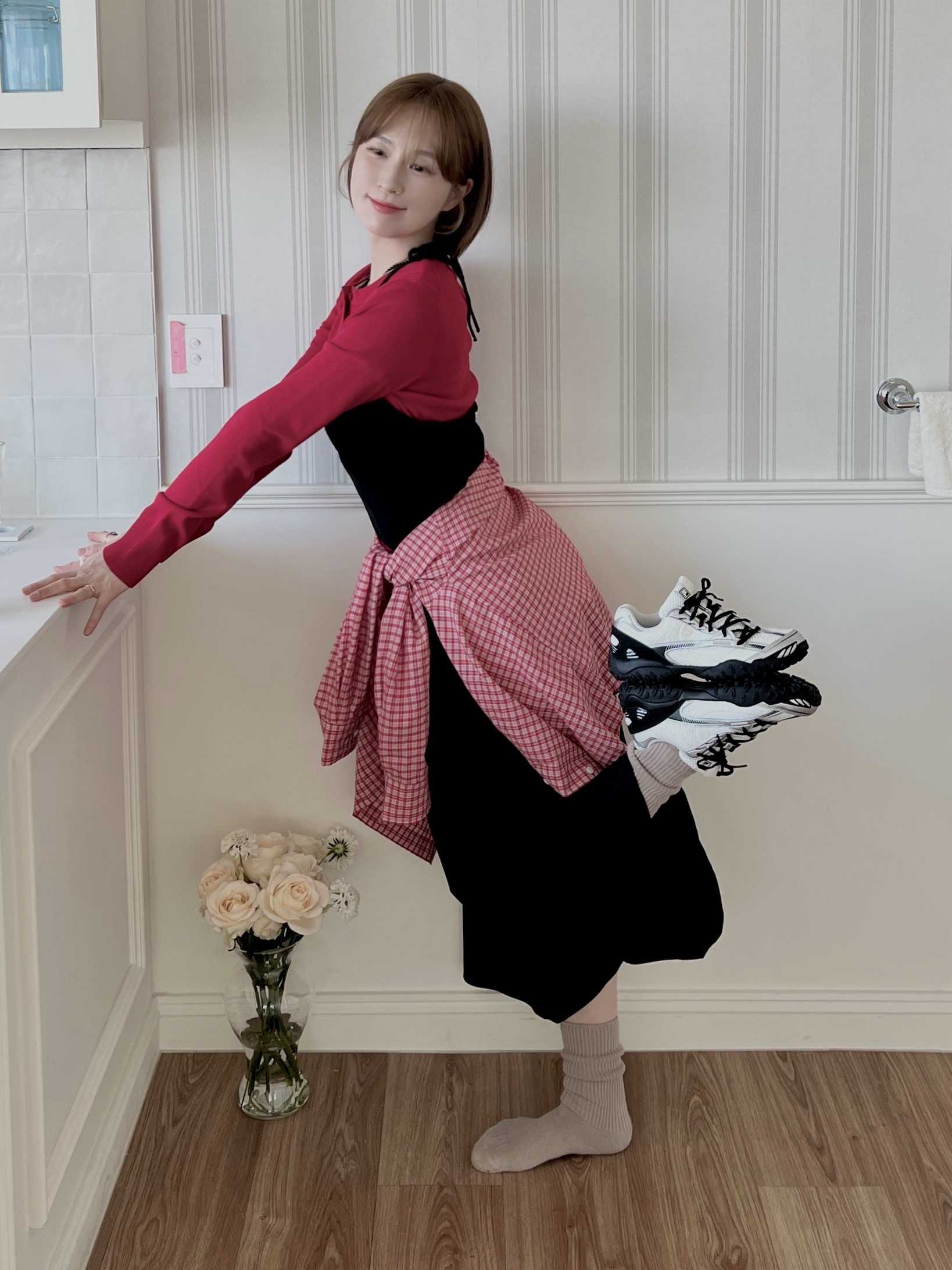 [6% 적립]Fila Echappe V2 Black 착용 스타일 - 1