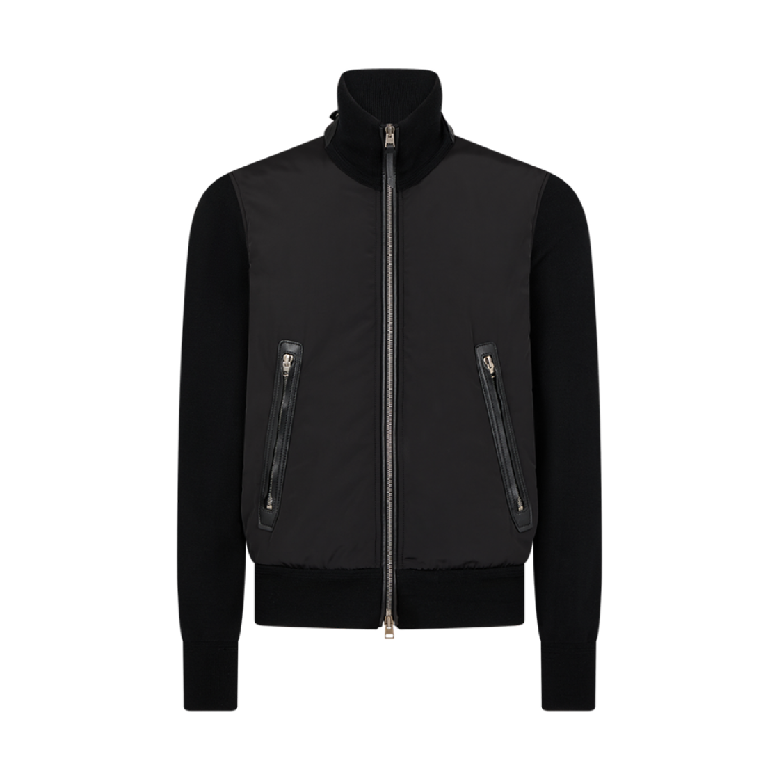 KZY003-YMW012F24-LB999 Tom Ford Light Nylon Front Merino Zip Through Black