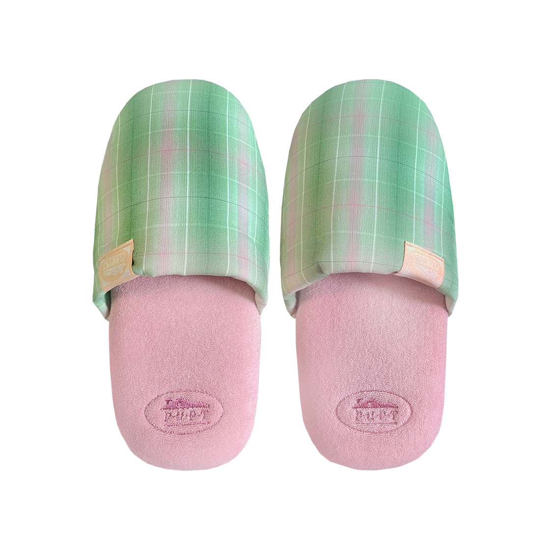 [3% 적립] 푸펫 큐티 체크 룸슈즈 그린체크+핑크([3% 적립] POUPPET Cutie Check Room Shoes Green check + pink M size)