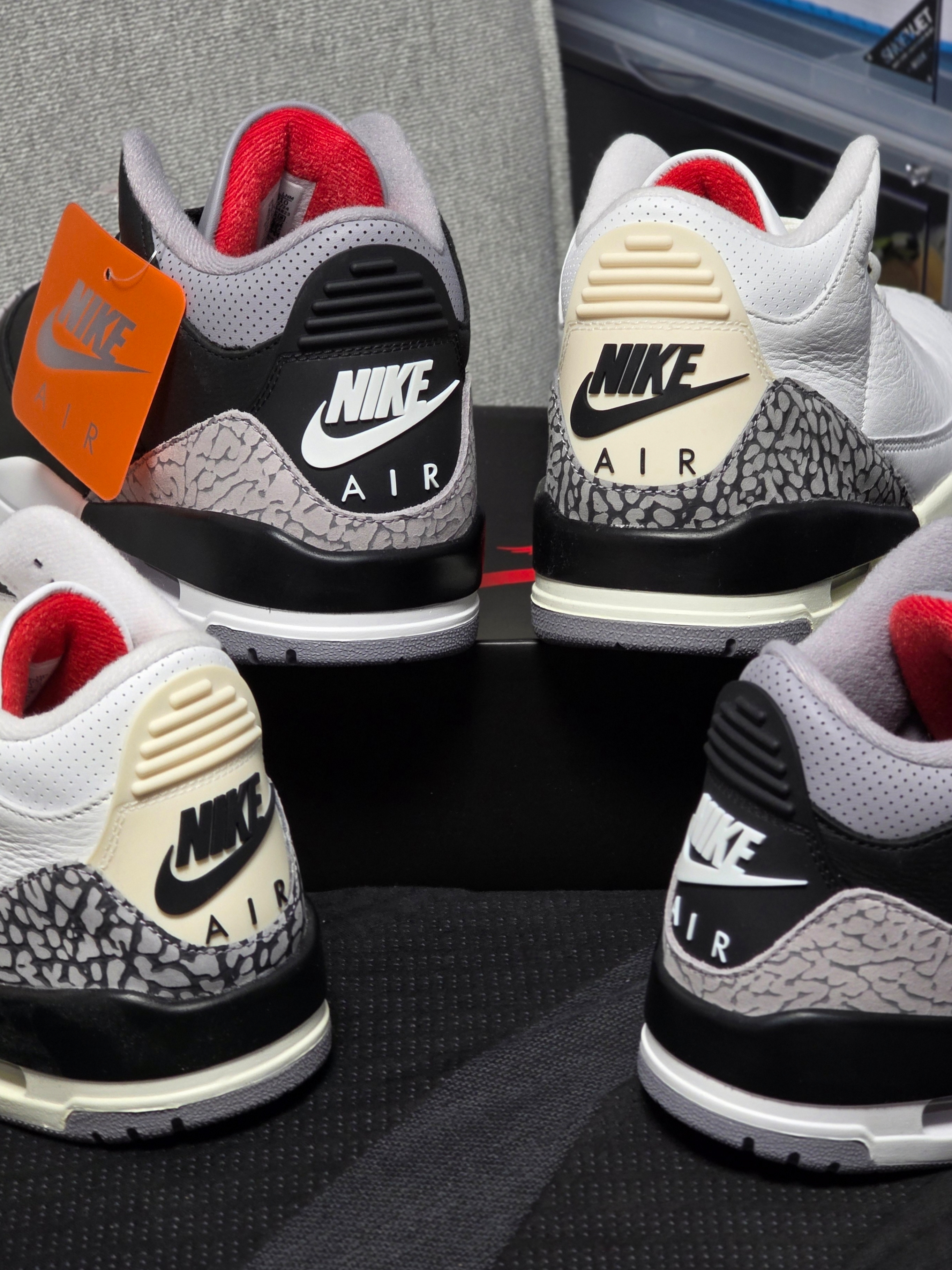 Jordan 3 Retro White Cement Reimagined, Jordan 3 Retro Black Cement 2024 착용 스타일 - 1