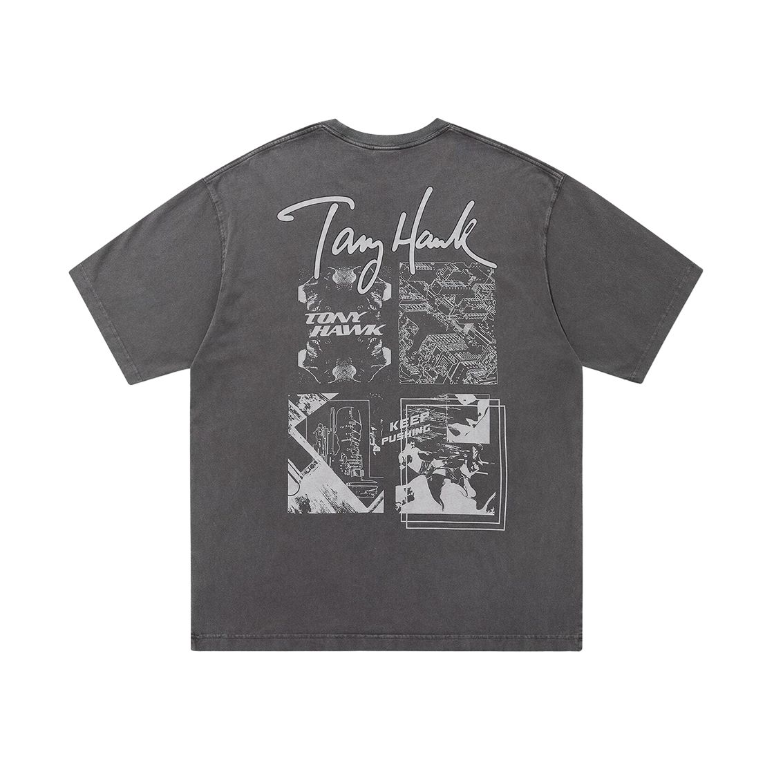 토니호크 피그먼트 다잉 카툰 그래픽 티셔츠 차콜(TONYHAWK Pigment Dyeing Cartoon Graphic T-Shirt Charcoal)