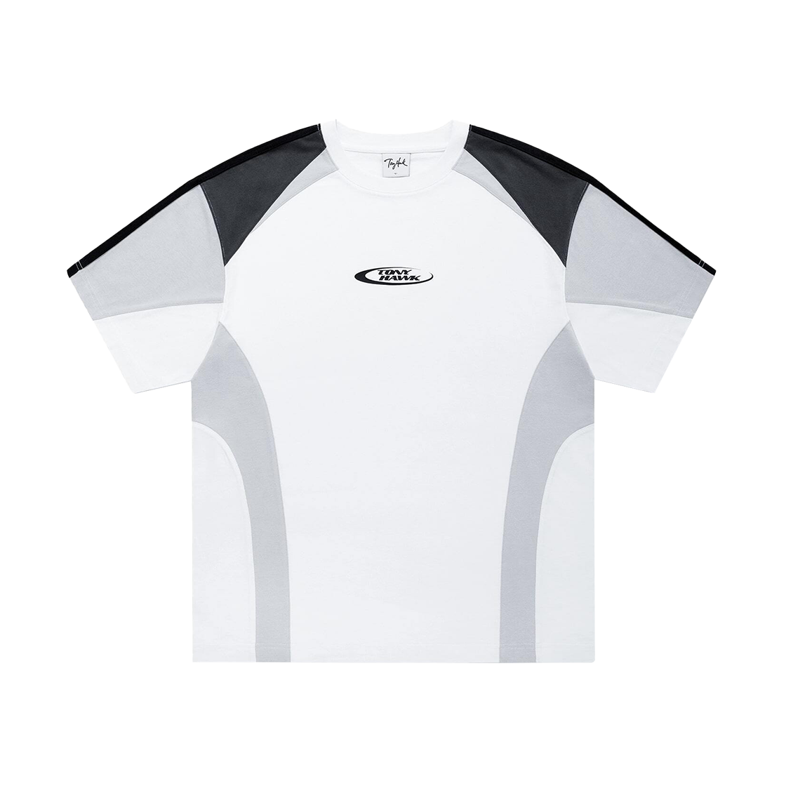 토니호크 트랙 라인 컬러 블록 티셔츠 화이트(TONYHAWK Track Line Color Block T-Shirt White)