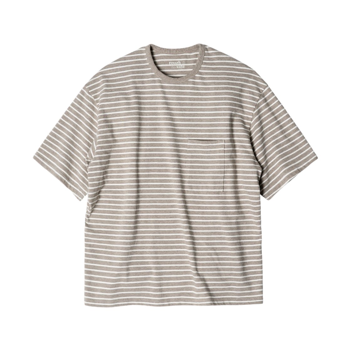 러프 사이드 스트라이프 1/2 티셔츠 토프(Rough Side Stripe 1/2 T-Shirt Taupe)