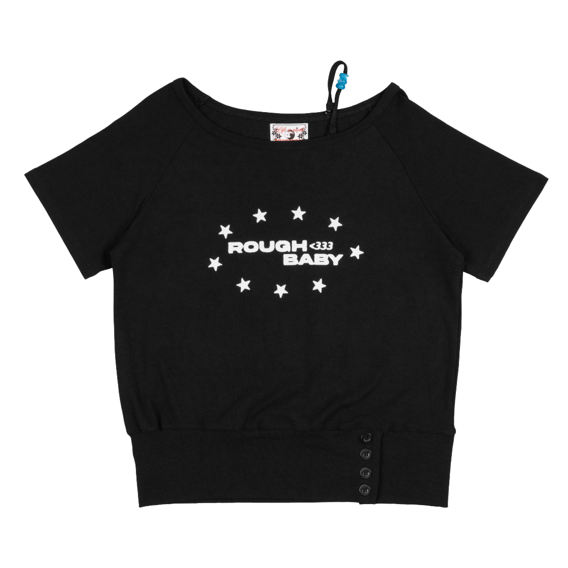 P0000EML Roughneck ROUGH BABY Off-Shoulder Top Black