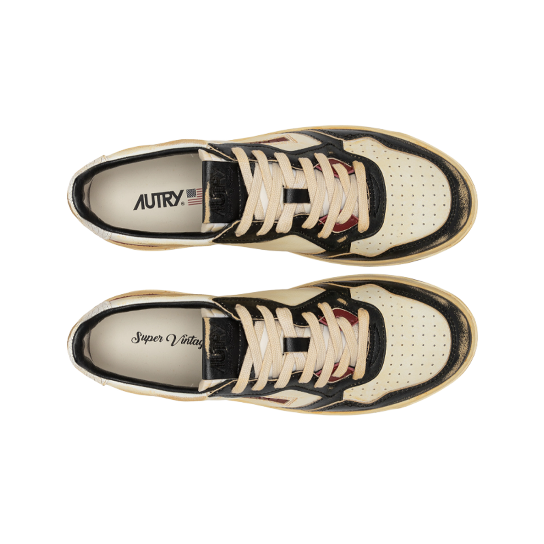 오트리 슈퍼 빈티지 메달리스트 로우 레더 스니커즈 화이트 블랙(Autry Super Vintage Medalist Low Leather Sneakers White Black) - 2