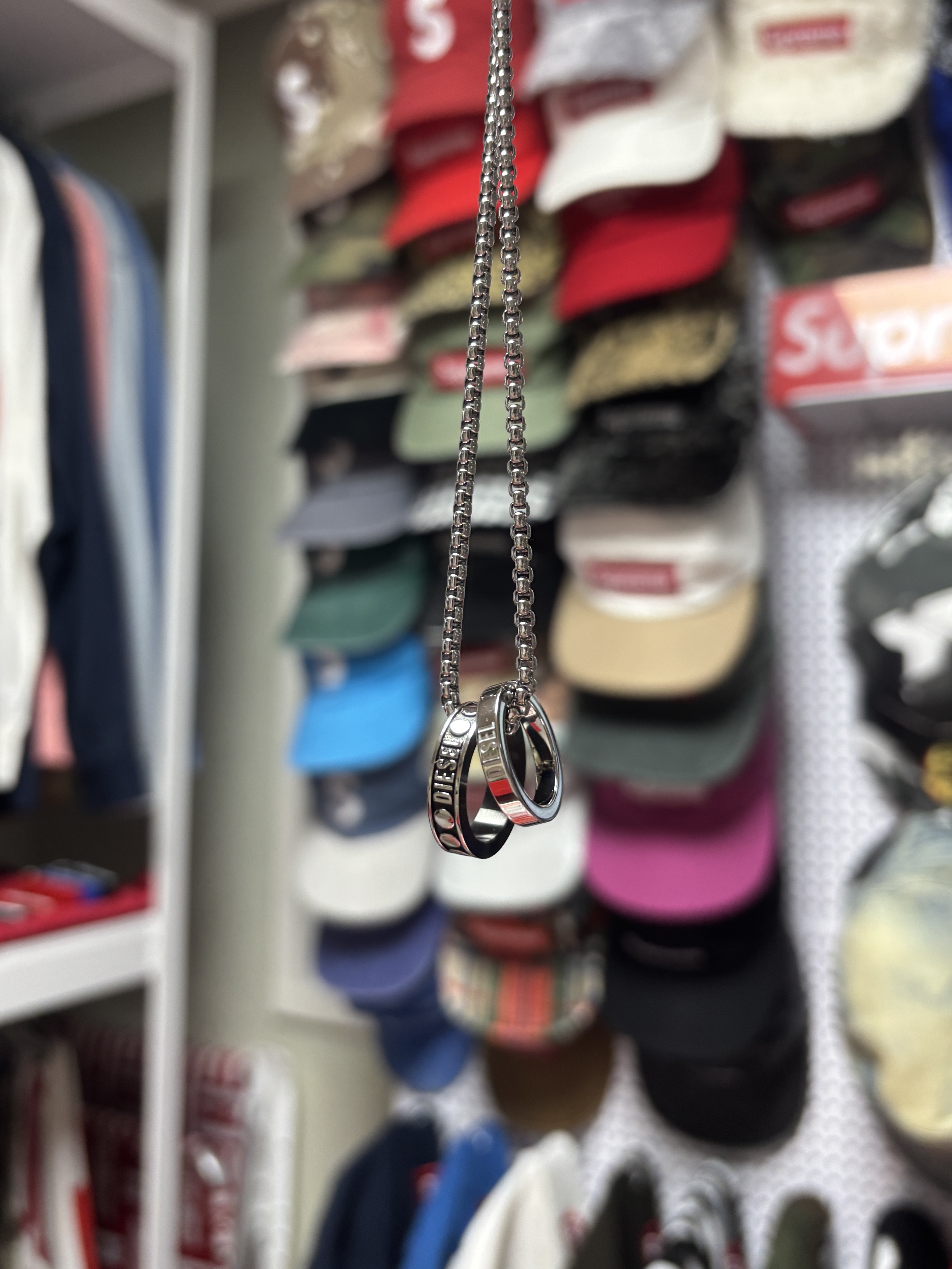 Diesel Dx1168040 Stainless Steel Double Pendant Necklace Silver 착용 스타일 - 1