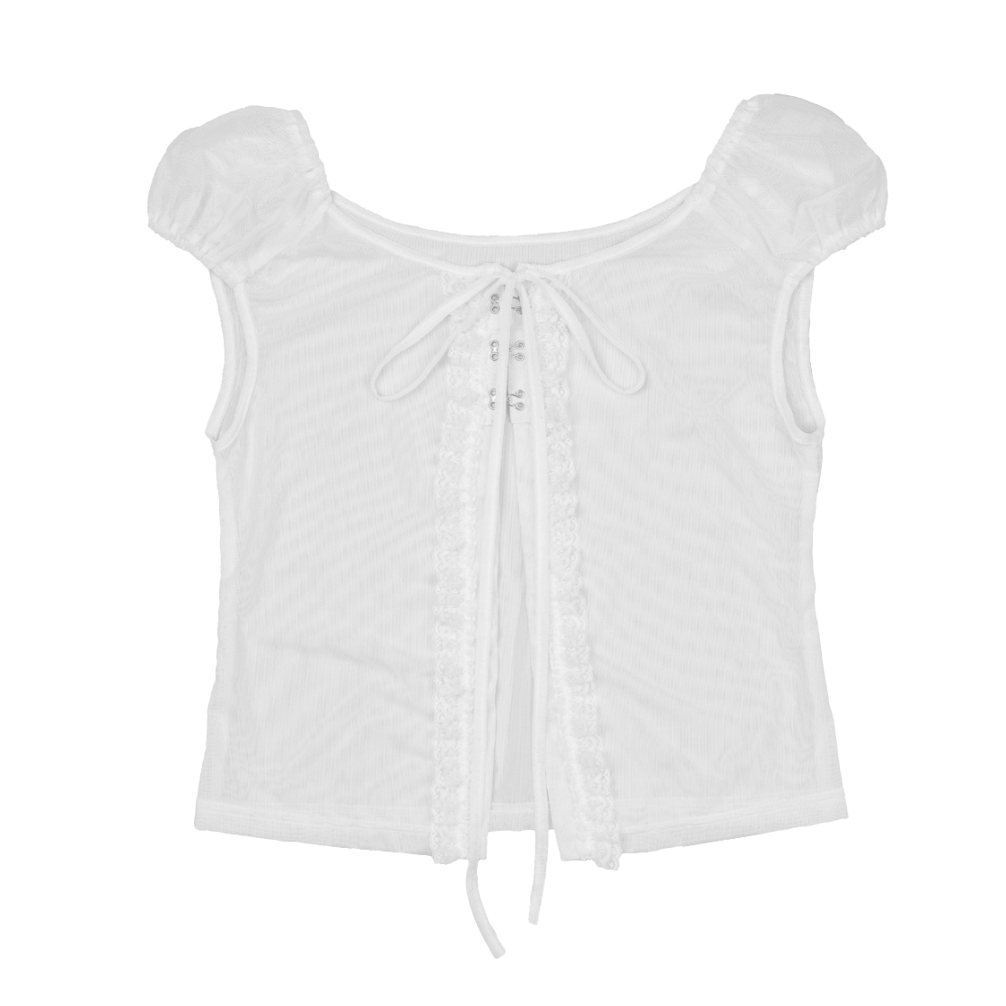 P0000EMG Roughneck Veil Puff Layered Top White