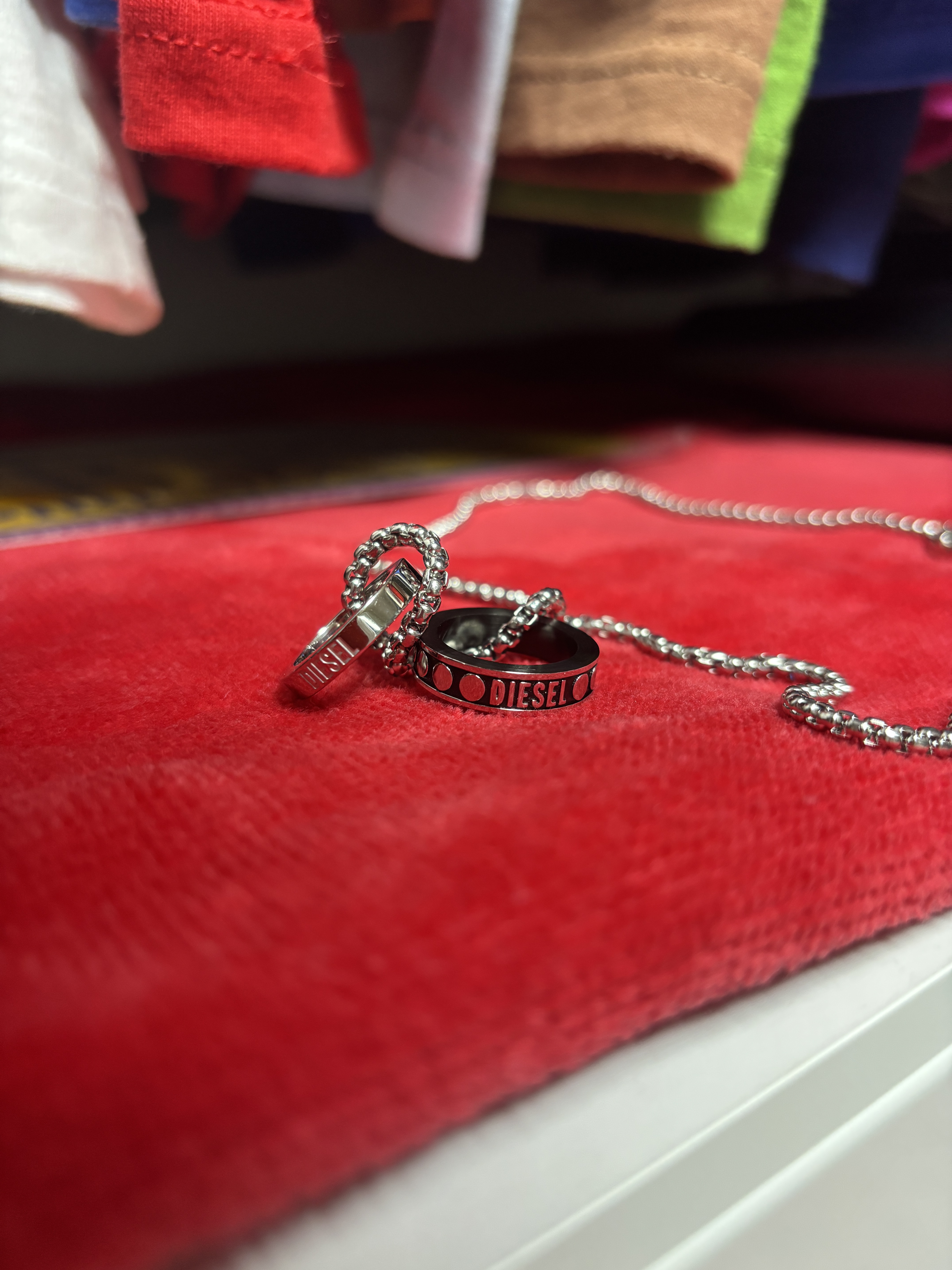 Diesel Dx1168040 Stainless Steel Double Pendant Necklace Silver 착용 스타일 - 2