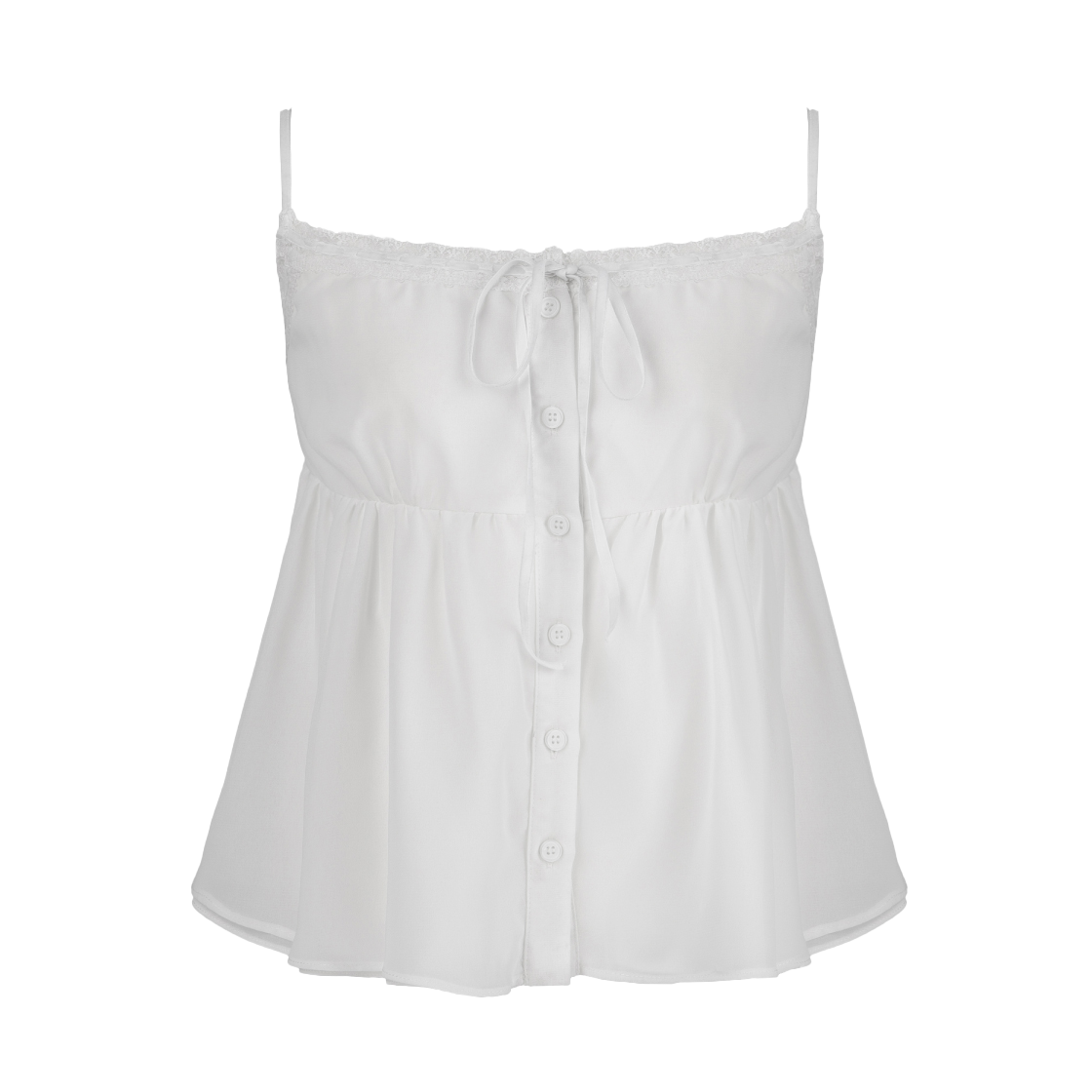 P0000EMD Roughneck Bell Chiffon Lace Top White