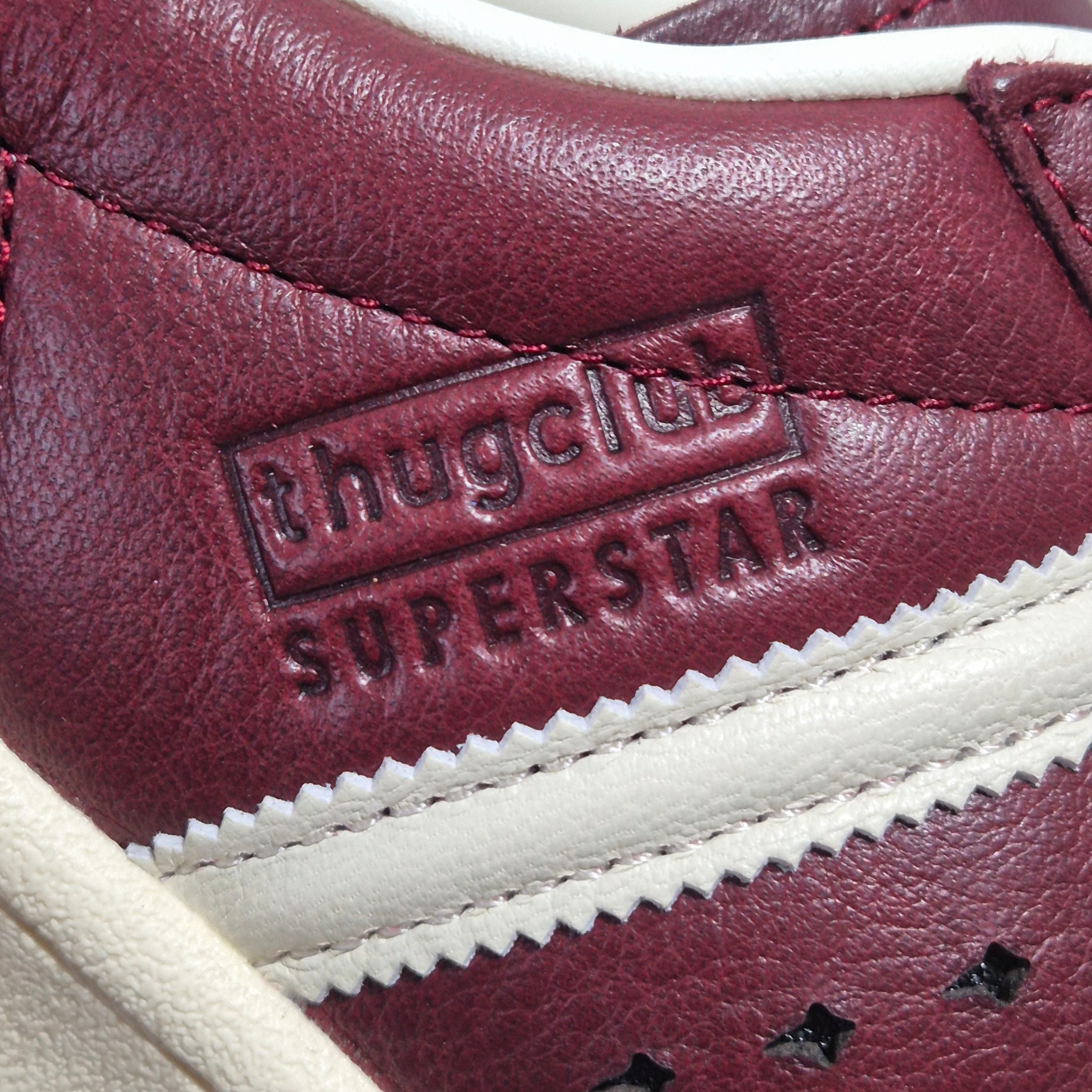Adidas x Thug Club Superstar Vintage Collegiate Burgundy Cream White 착용 스타일 - 1