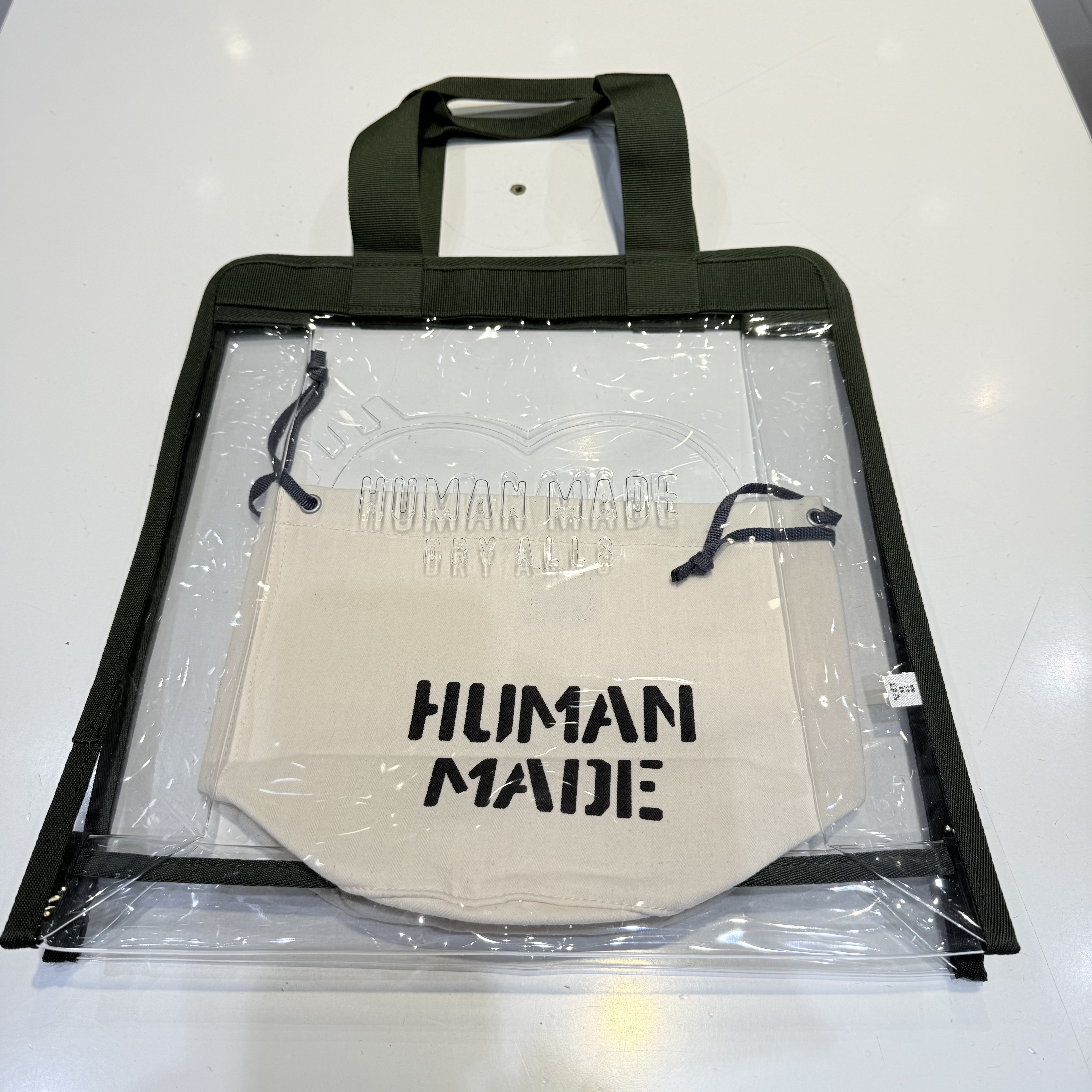 Human Made Drawstring Bag White, Human Made PVC Tote Clear 착용 스타일 - 2