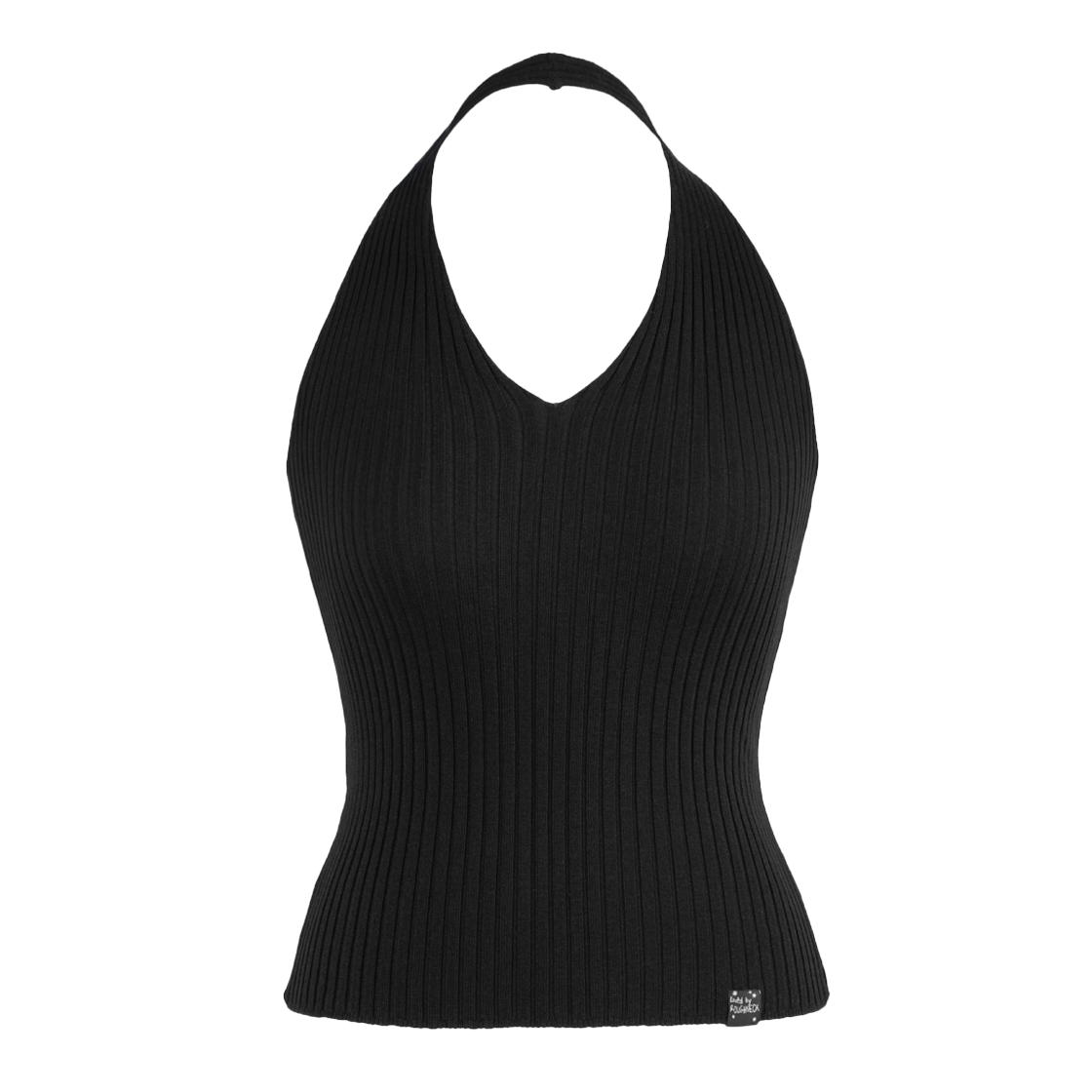 P0000ELL Roughneck Basic Halter Knit Top Black