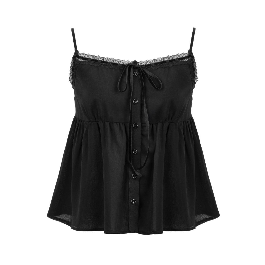 P0000EMC Roughneck Bell Chiffon Lace Top Black