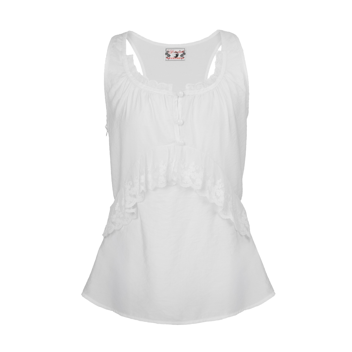 러프넥 페어리 빈티지 레이스 탑 화이트(Roughneck Fairy Vintage Lace Top White)