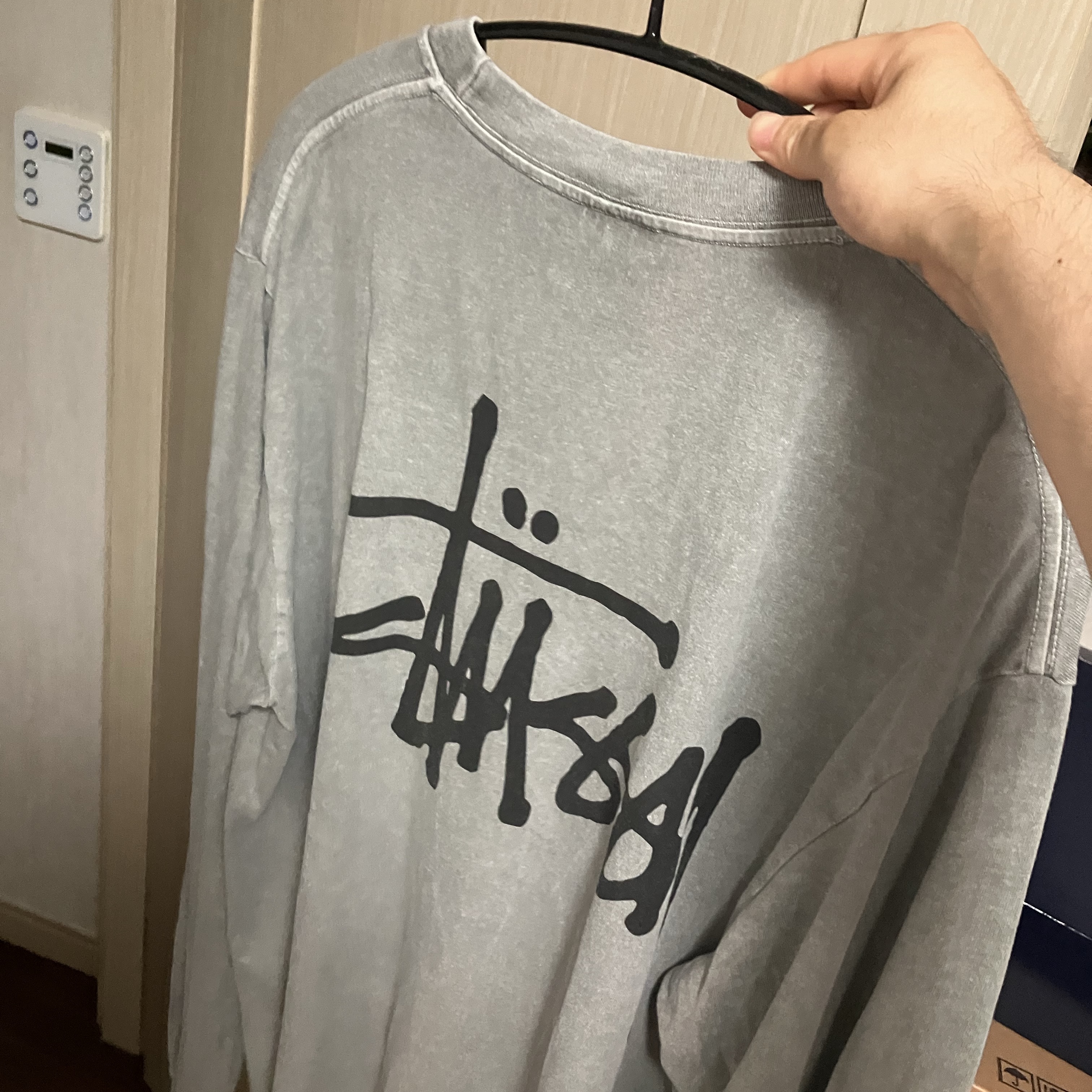 Stussy Basic Stussy Pigment Dyed LS T-Shirt Indigo 2024 착용 스타일