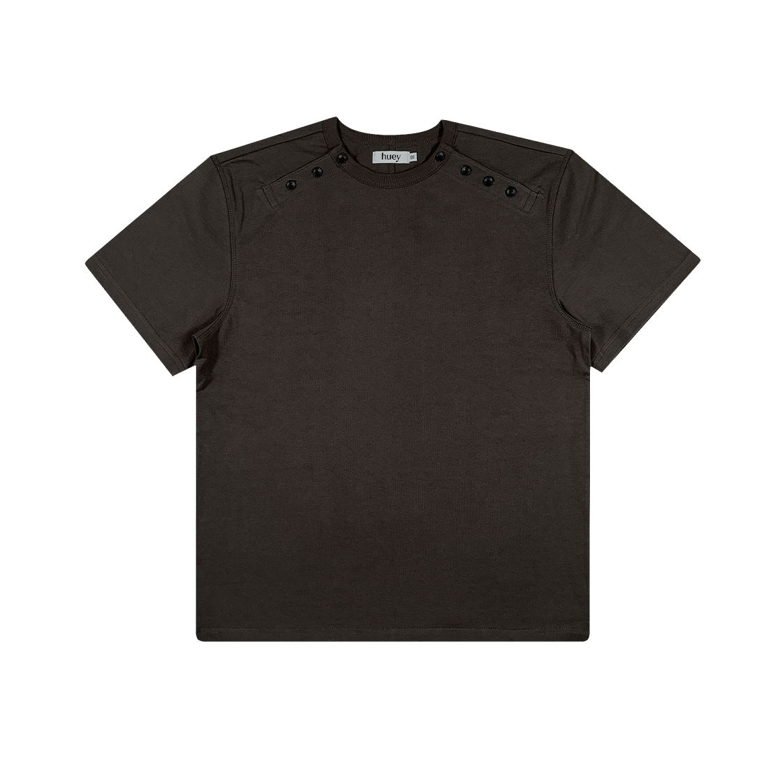 휴이 더블 사이드 버튼 헨리넥 브라운(Huey Double Side Button Henry Neck Brown)