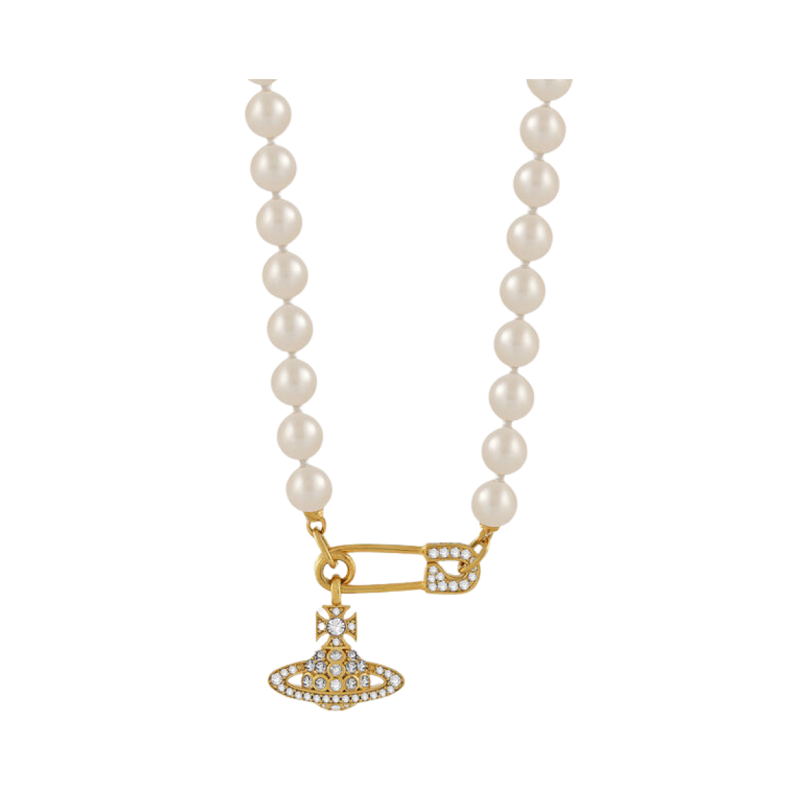63010072-02R233 Vivienne Westwood Lucrece Pearl Necklace Gold Light Creamrose White CZ