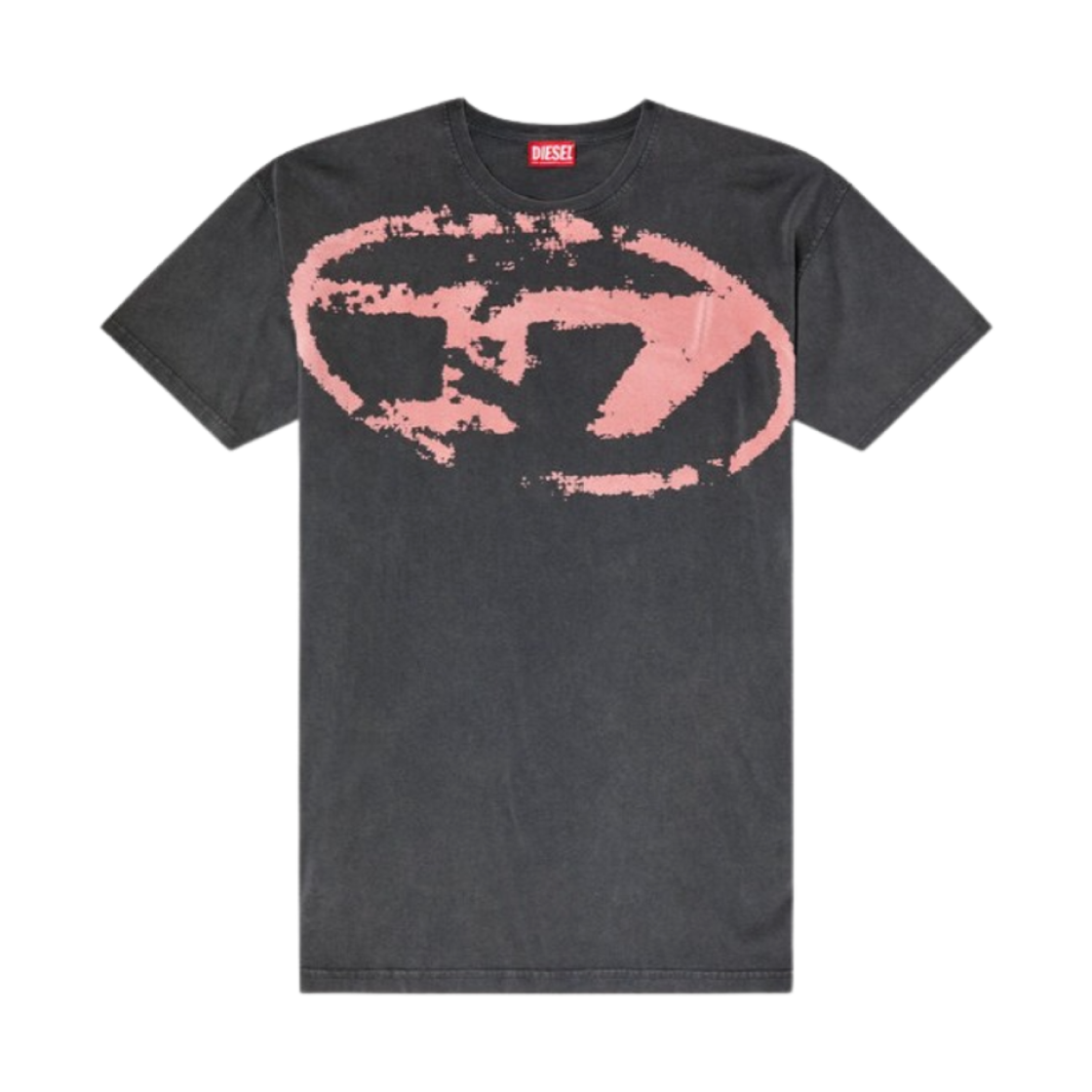 디젤 T-박스트-R21 에시드 워시 티셔츠 플록 오발 D 로고 블랙(Diesel T-Boxt-R21 Acid-wash T-shirt with flocked Oval D logo Black) - 1