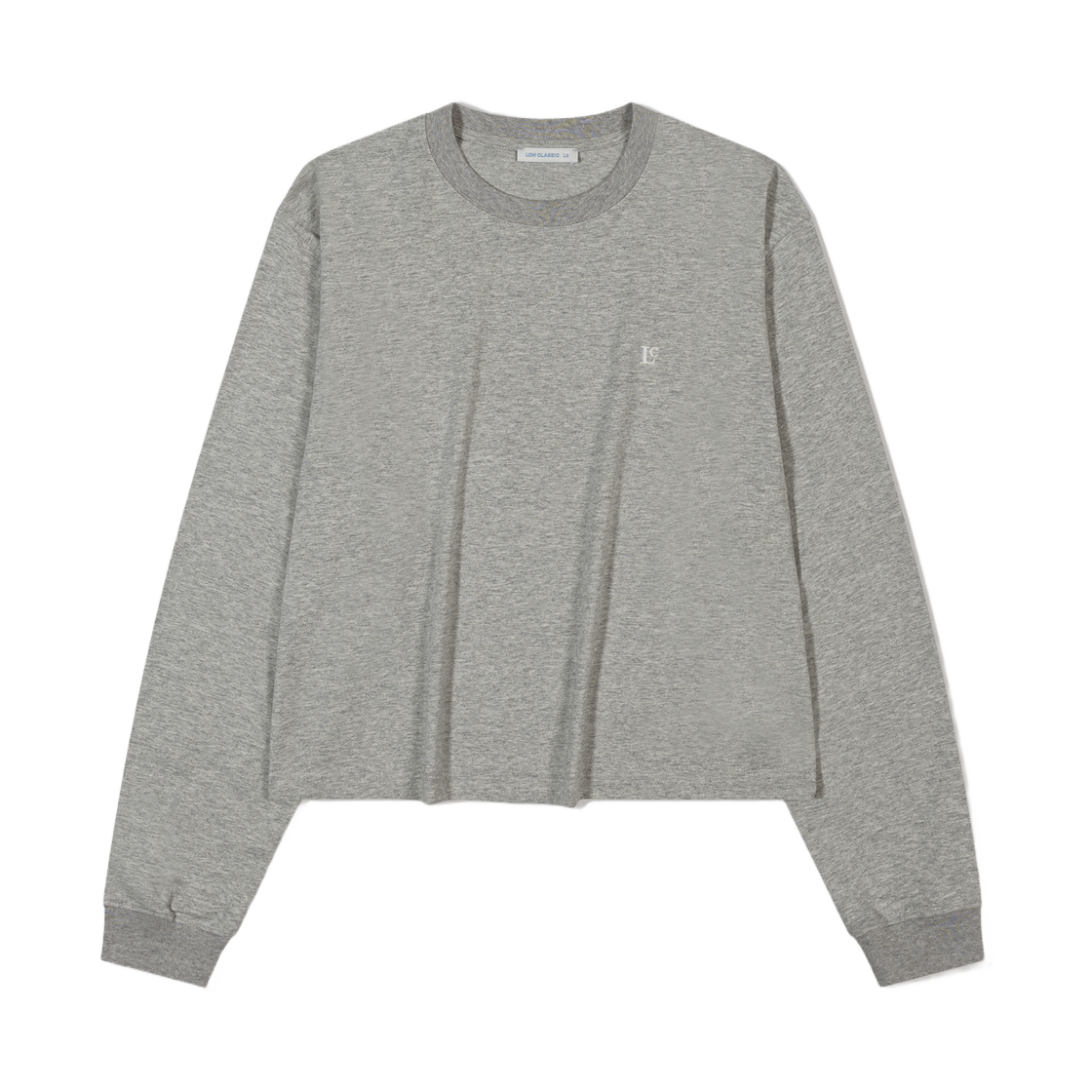 (W) 로우클래식 오가닉 롱슬리브 티셔츠 멜란지 그레이((W) Low Classic Organic Long Sleeve T-Shirt Melange Grey)
