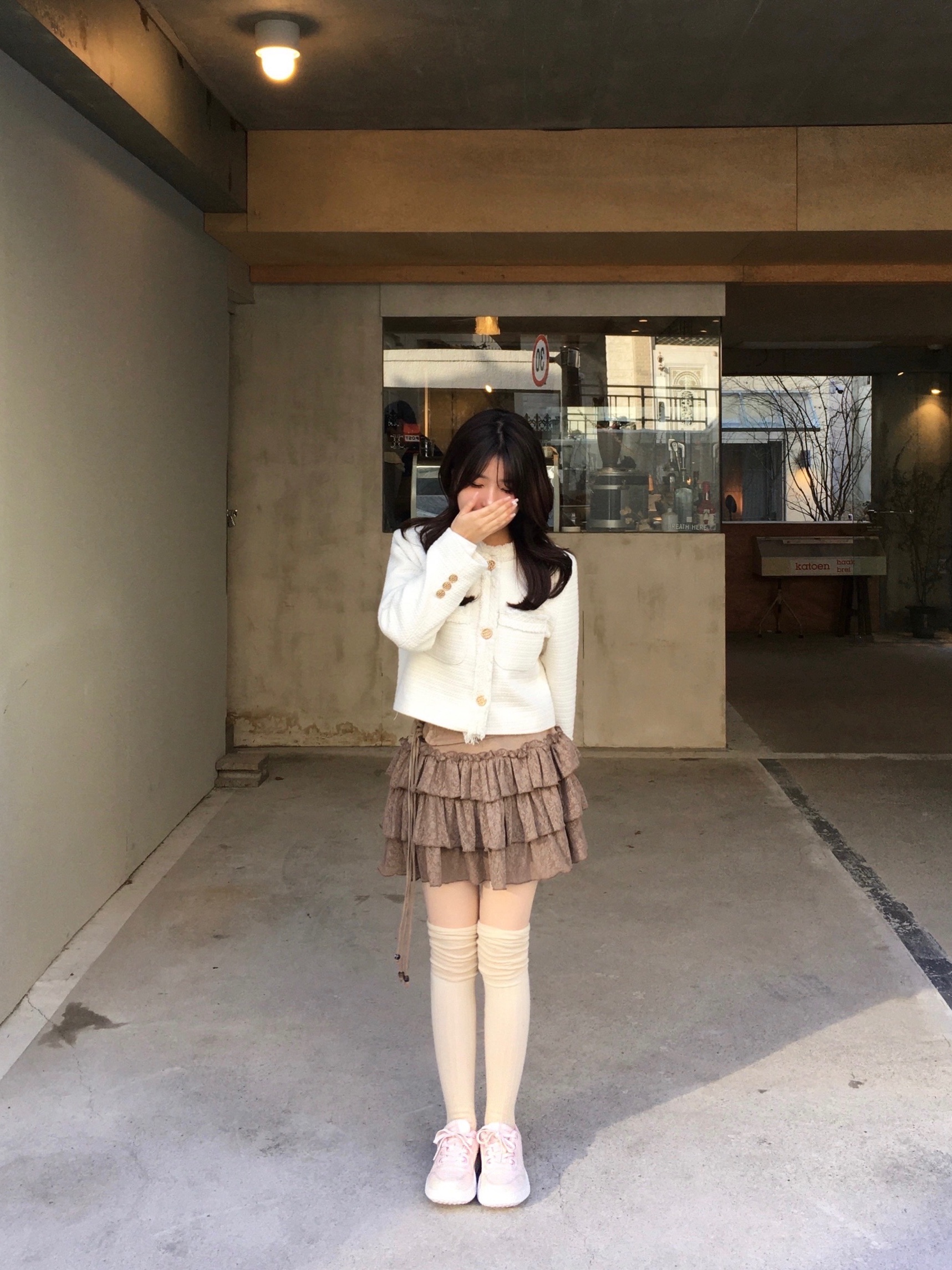 [6% 적립] LeMouton Mate Cream Pink 착용 스타일 - 1