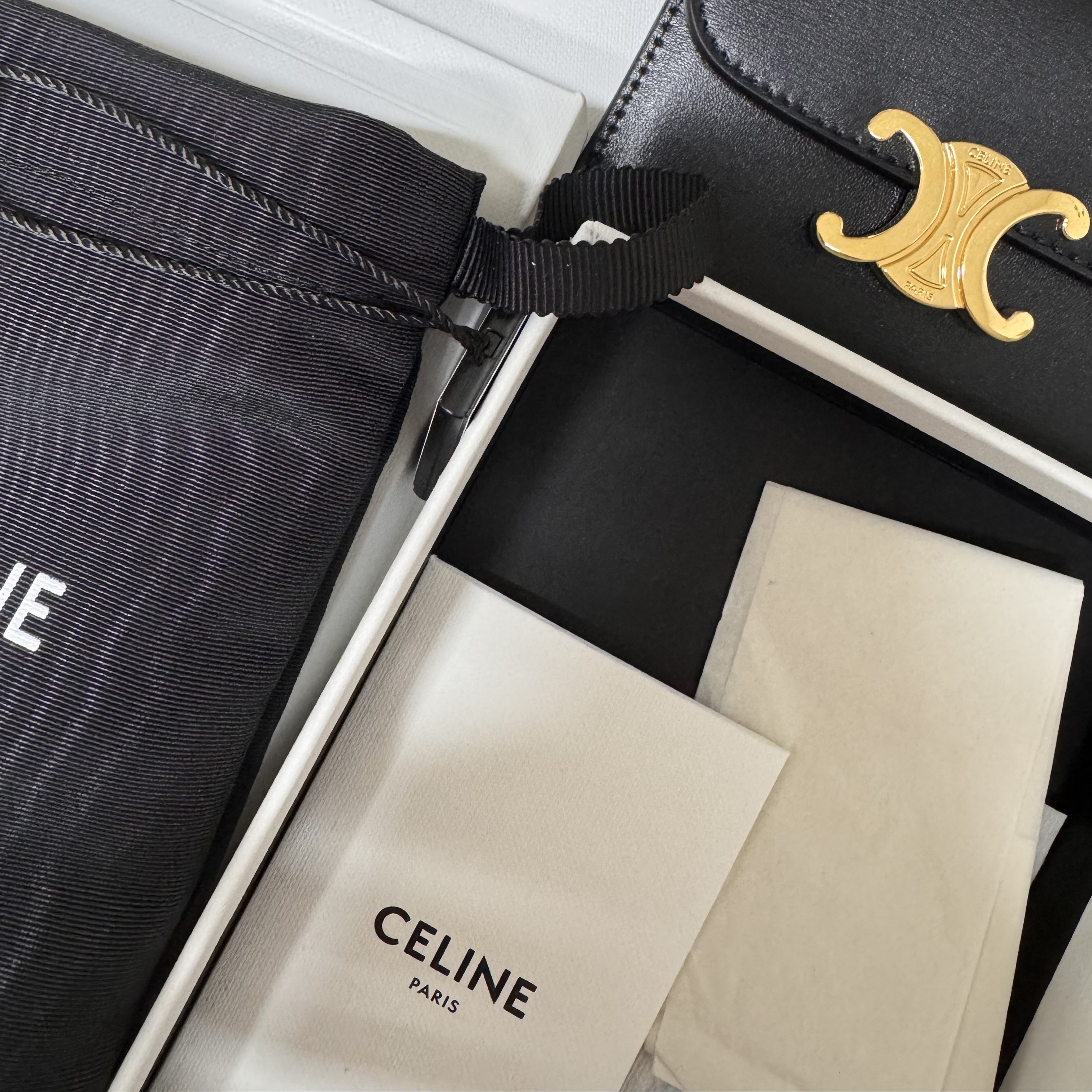 Celine Card Holder with Flap in Shiny Calfskin Black 착용 스타일 - 3