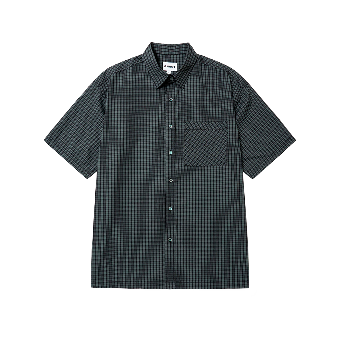 ant25su008ch ANNOT Nerd Check Half Shirt Charcoal