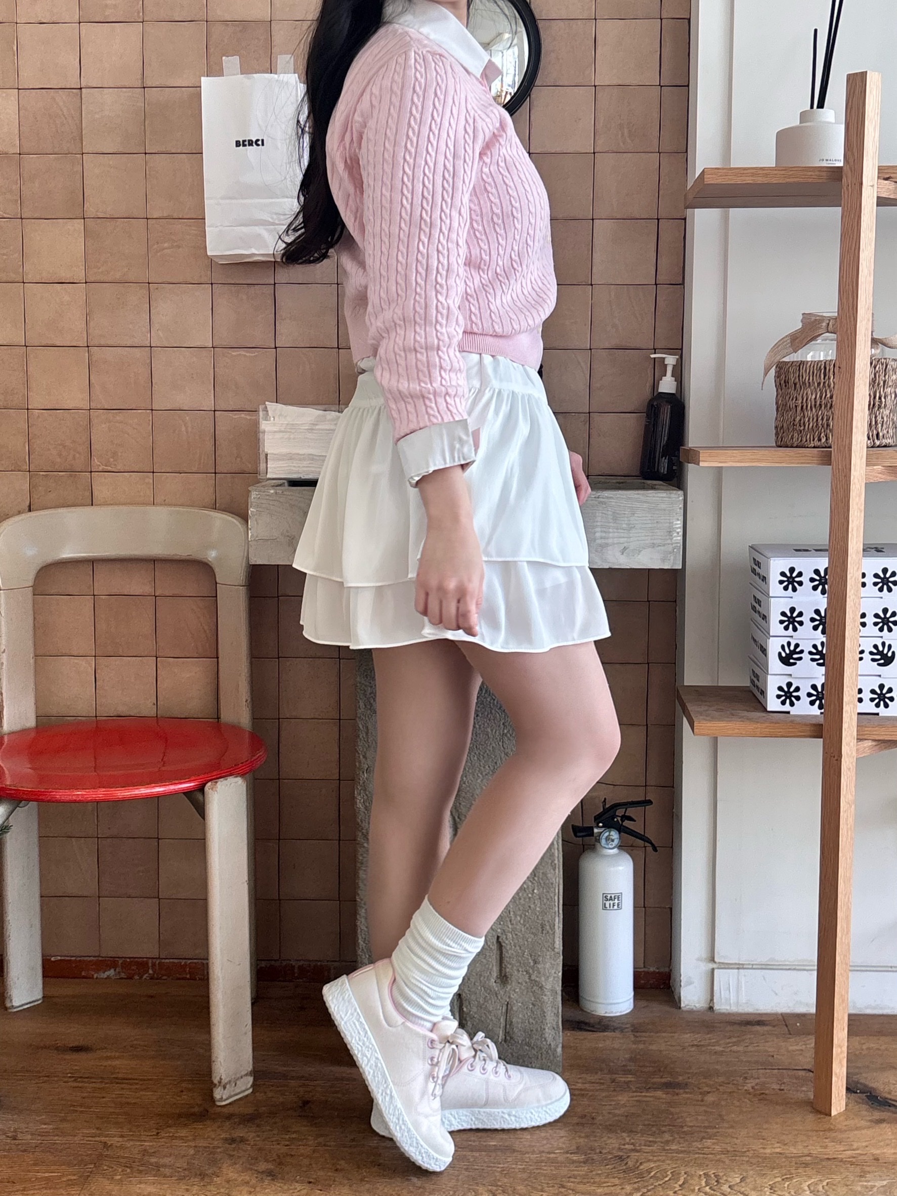 [6% 적립] LeMouton Mate Cream Pink 착용 스타일 - 2