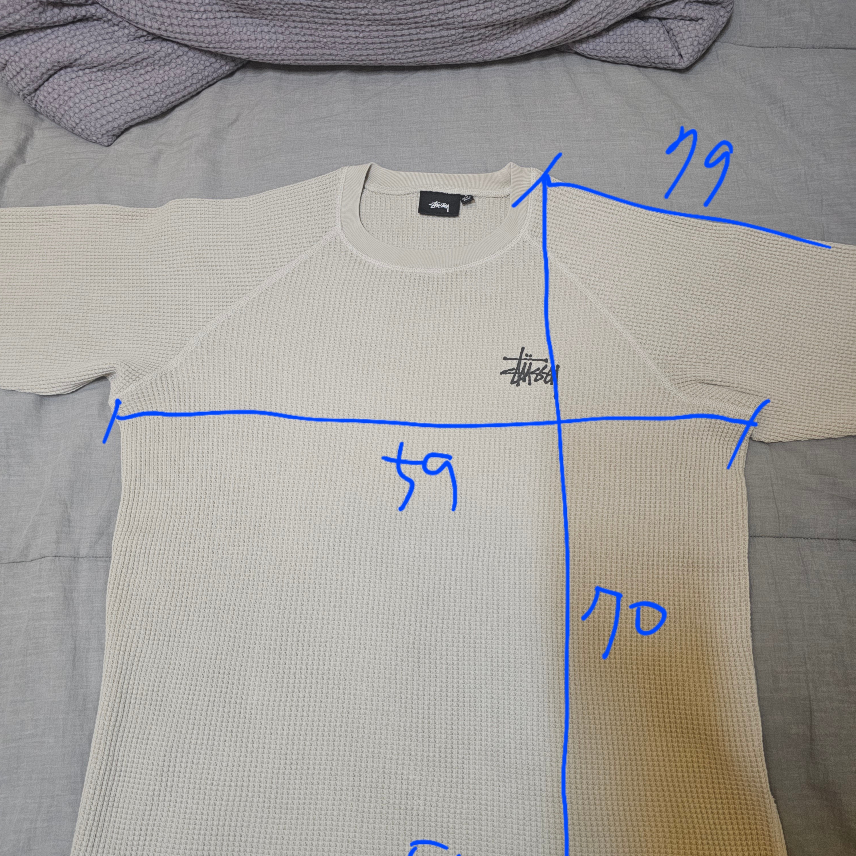 Stussy Raglan Thermal LS Crew Bone 착용 스타일 - 2