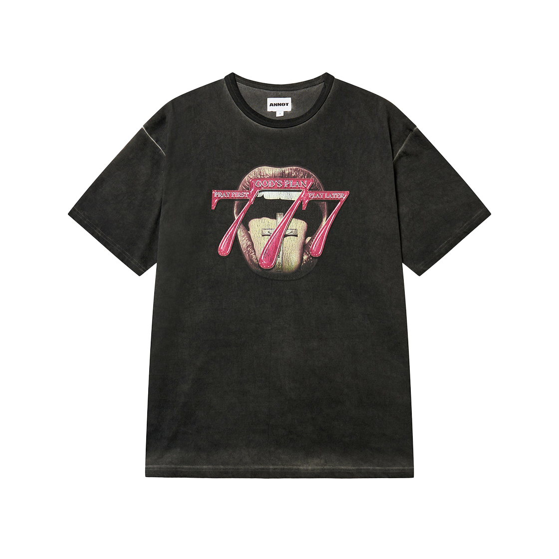 아노트 777 워시드 티셔츠 루나 블랙(ANNOT 777 Washed T-Shirt Lunar Black)