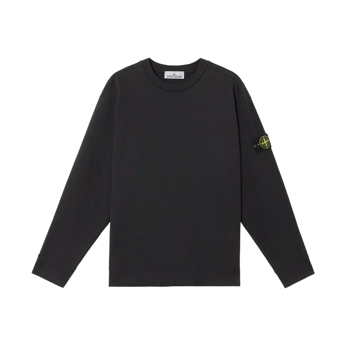 K1S1561000-43S0A50-V0029 Stone Island 6100043 Heavy Cotton Jersey Crewneck Sweatshirt with Ribbed Neckline Black - 25SS