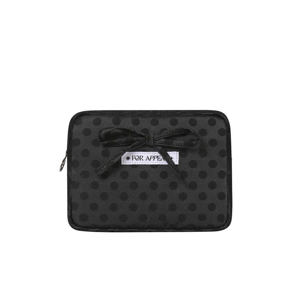 포어필 리본 파우치 도트 차콜(For Appeal Ribbon Pouch Dot Charcoal)