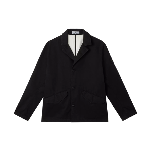 Stone Island A100003 Raso Gommato 3L Organic Cotton Breathable Waterproof and Windproof Blazer Black - 25SS