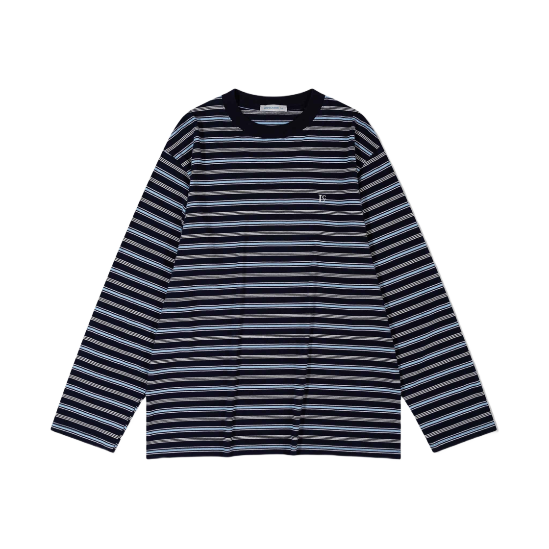 (W) 로우클래식 롱슬리브 스트라이프 티셔츠 네이비((W) Low Classic Long Sleeve Striped T-Shirt Navy)