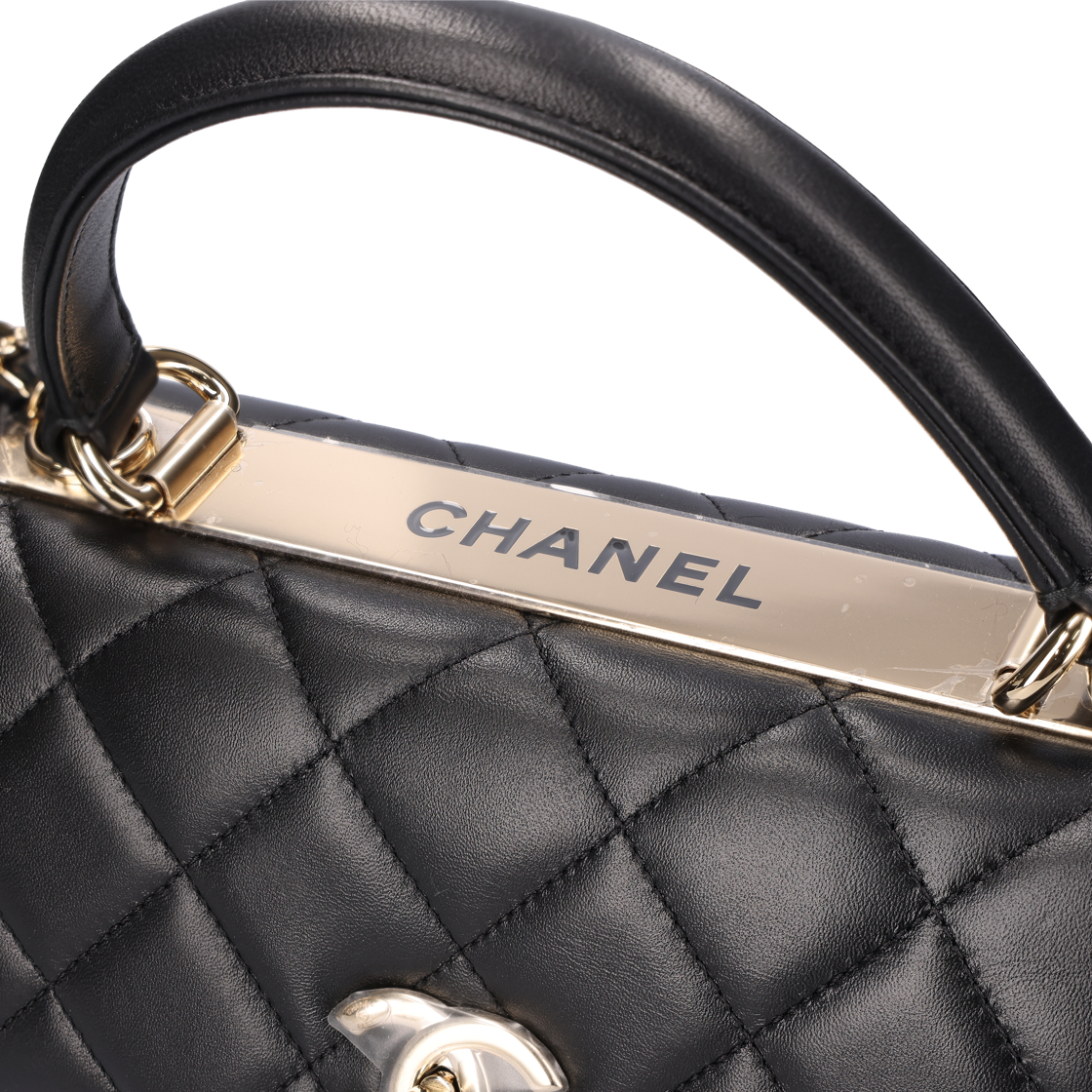 샤넬 A92236 탑핸들 체인 플랩백 램스킨 블랙 금장(Chanel Top Handle Chain Flap Bag Lambskin & Gold Black) - 6