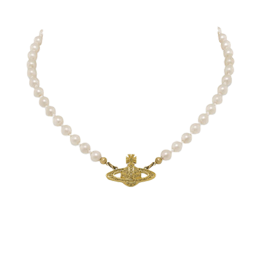 Vivienne Westwood Mini Bas Relief Pearl Choker Gold Light Colorado Topaz Pearl