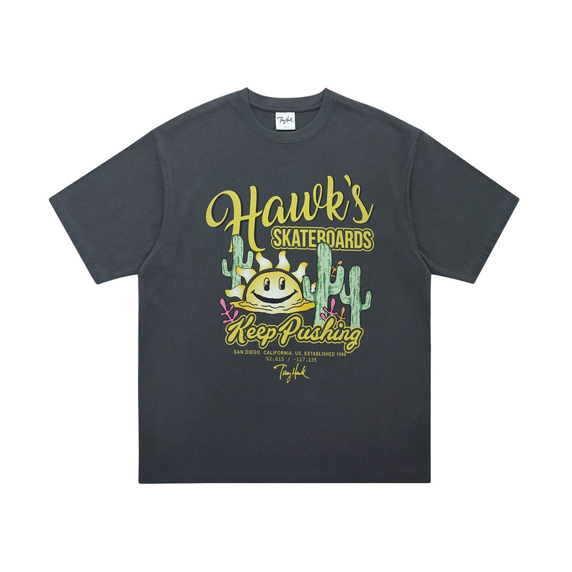 토니호크 멜팅 썬 그래픽 티셔츠 차콜(TONYHAWK Melting Sun Graphic T-Shirt Charcoal)