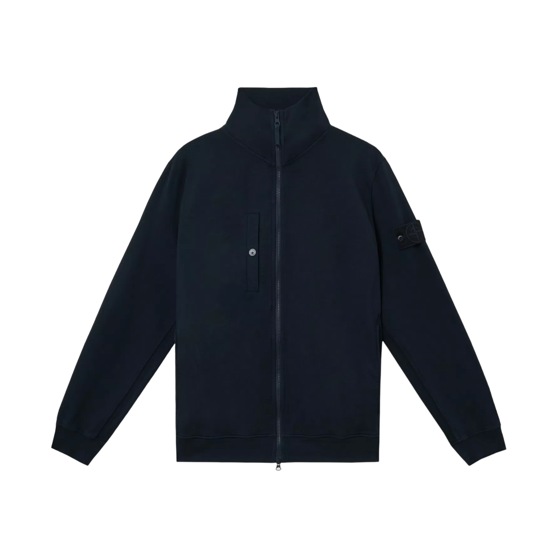 스톤 아일랜드 6100012 코튼 스트레치 플리스 스톤 아일랜드 고스트 풀집 스웨트셔츠 포켓 앤 립드 인레이즈 네이비 블루 - 25SS(Stone Island 6100012 Cotton Stretch Fleece Stone Island Ghost Full-Zip Sweatshirt with Pockets and Ribbed Inlays Navy Blue - 25SS) - 1