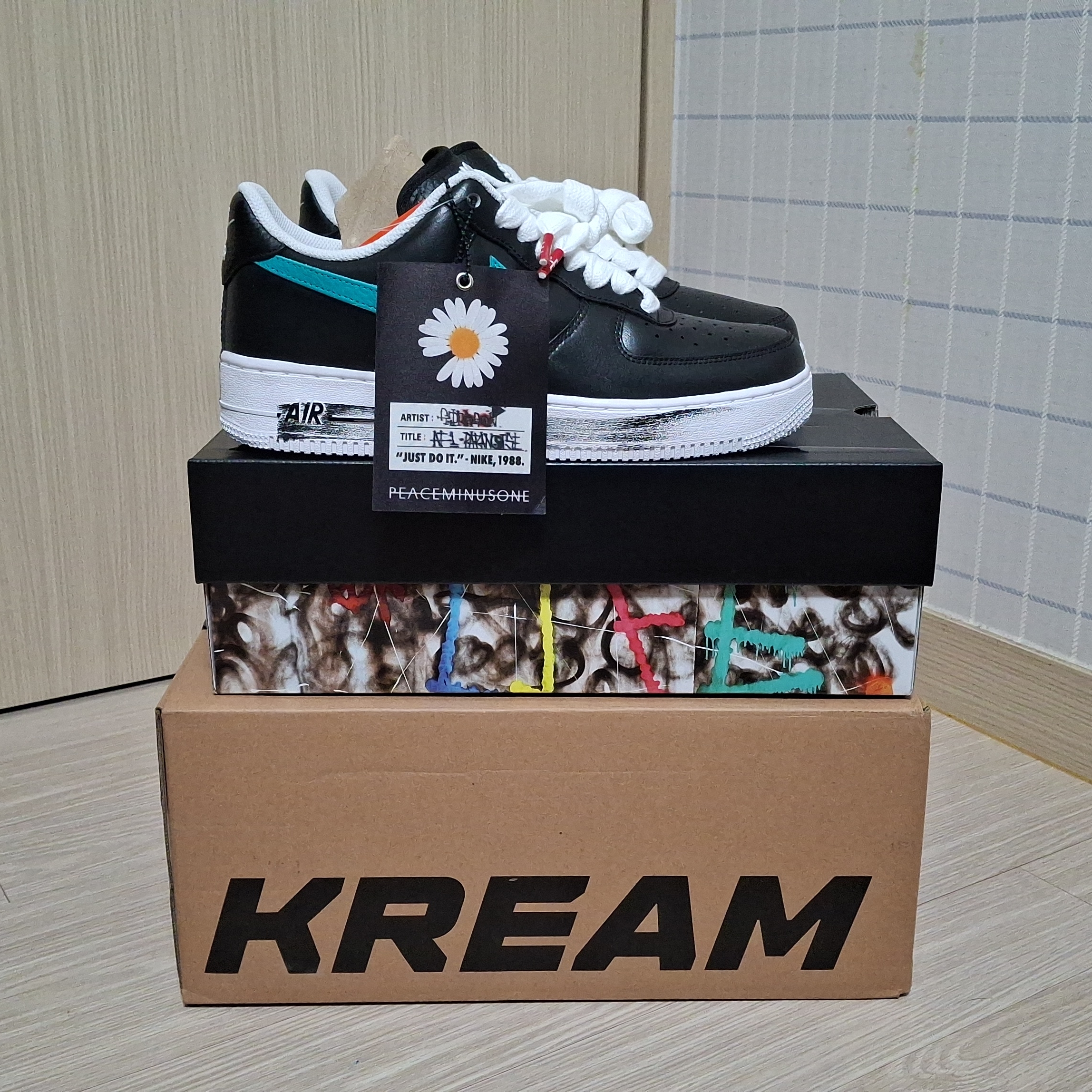 Nike x Peaceminusone Air Force 1 Low Para-Noise 3.0 Black and Multicolor 착용 스타일 - 1
