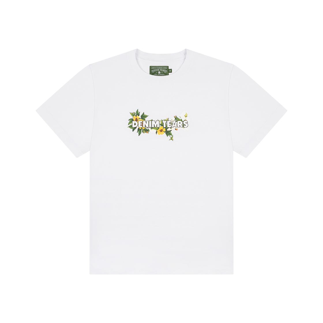 데님 티어스 코튼 플로럴 로고 티셔츠 화이트(Denim Tears Cotton Floral Logo T-Shirt White)