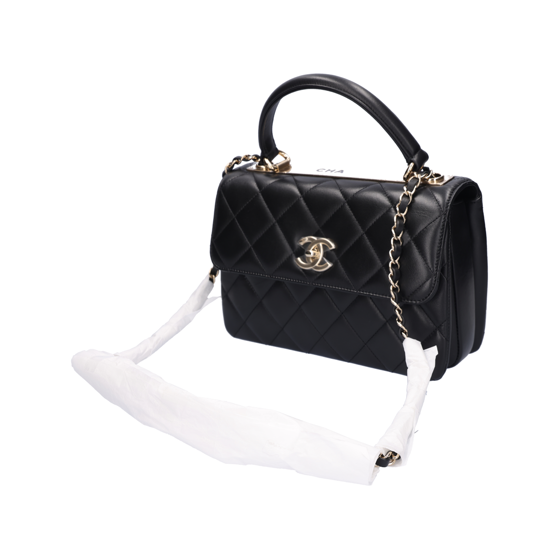 샤넬 A92236 탑핸들 체인 플랩백 램스킨 블랙 금장(Chanel Top Handle Chain Flap Bag Lambskin & Gold Black) - 5
