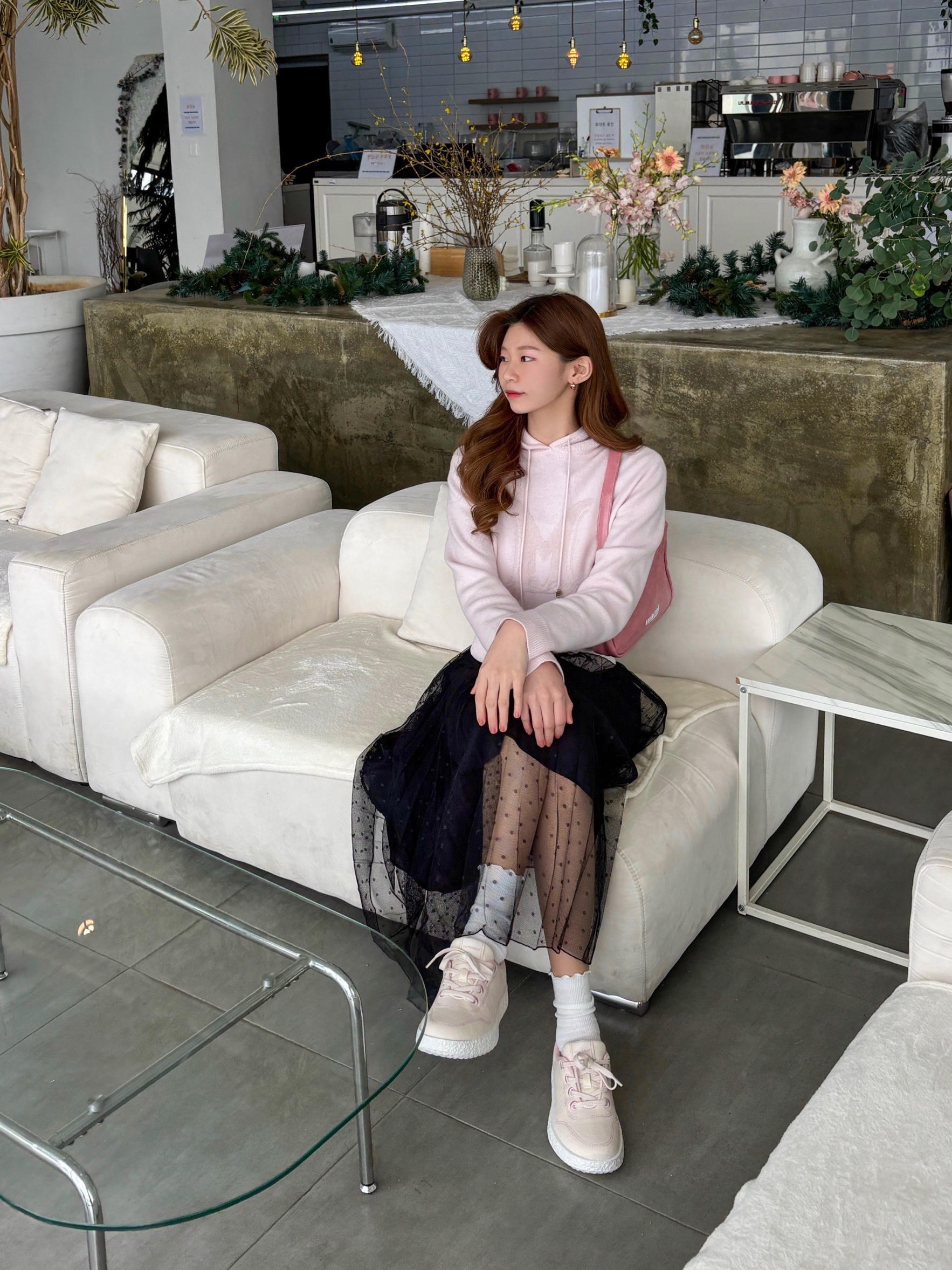 [6% 적립] LeMouton Mate Cream Pink 착용 스타일 - 4
