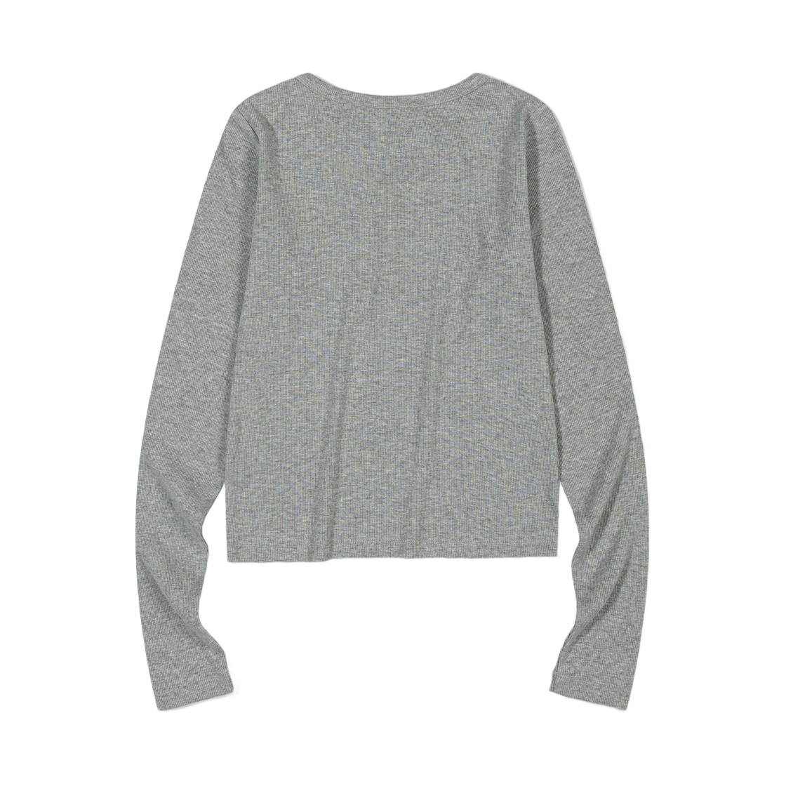(W) 로우클래식 롱슬리브 티셔츠 멜란지 그레이((W) Low Classic Henry-Neck Long Sleeve T-Shirt Melange Grey) - 2