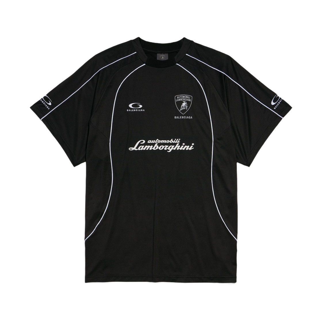 844234TSVU31000 Balenciaga x Automobili Lamborghini Oversized Soccer T-Shirt Black