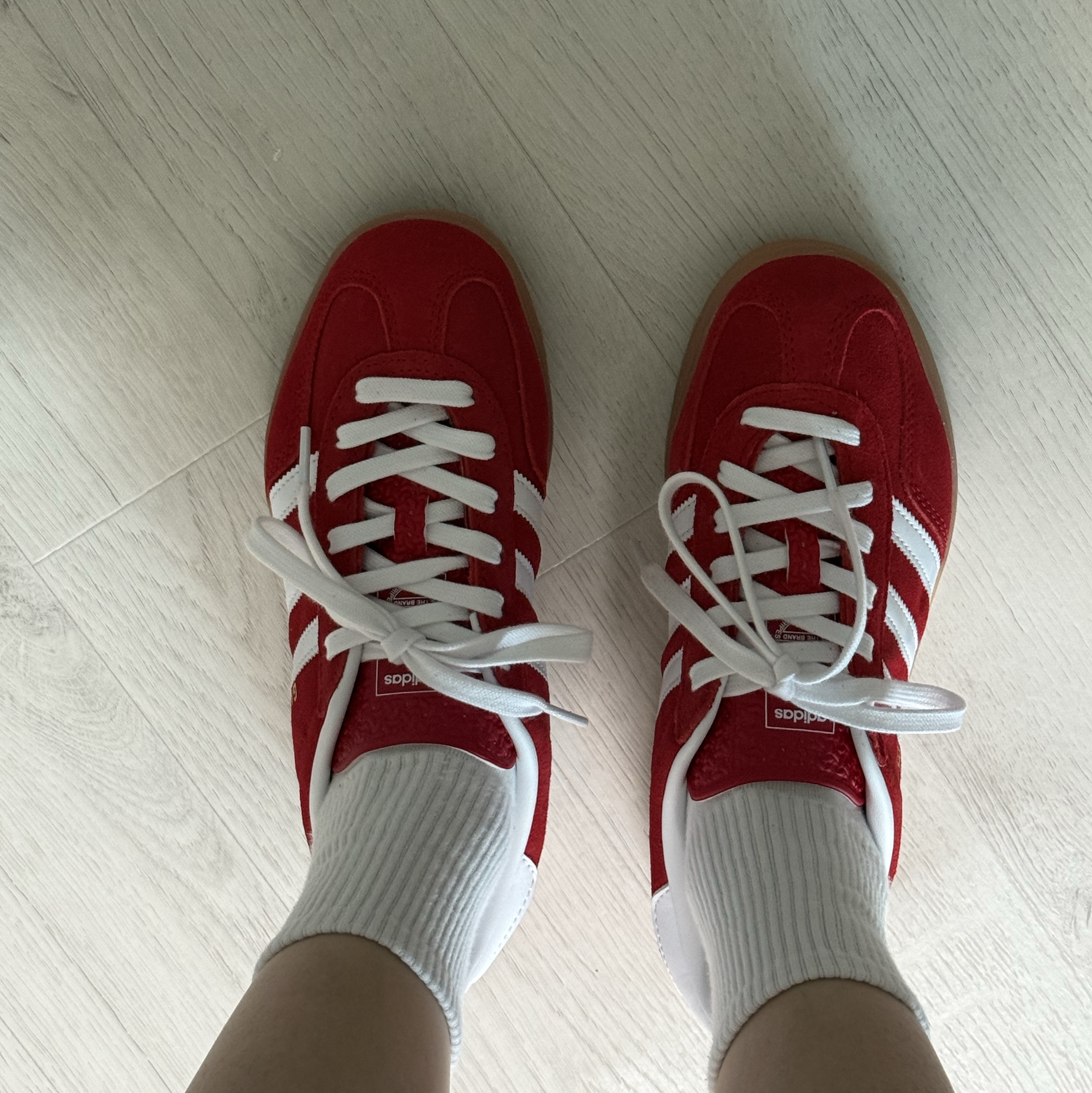 Adidas Gazelle Indoor Better Scarlet Cloud White 착용 스타일