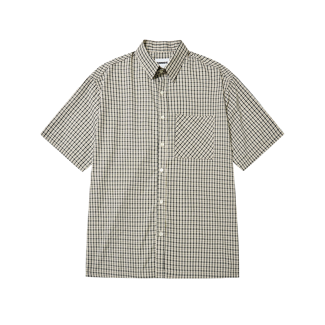 ant25su008be ANNOT Nerd Check Half Shirt Beige
