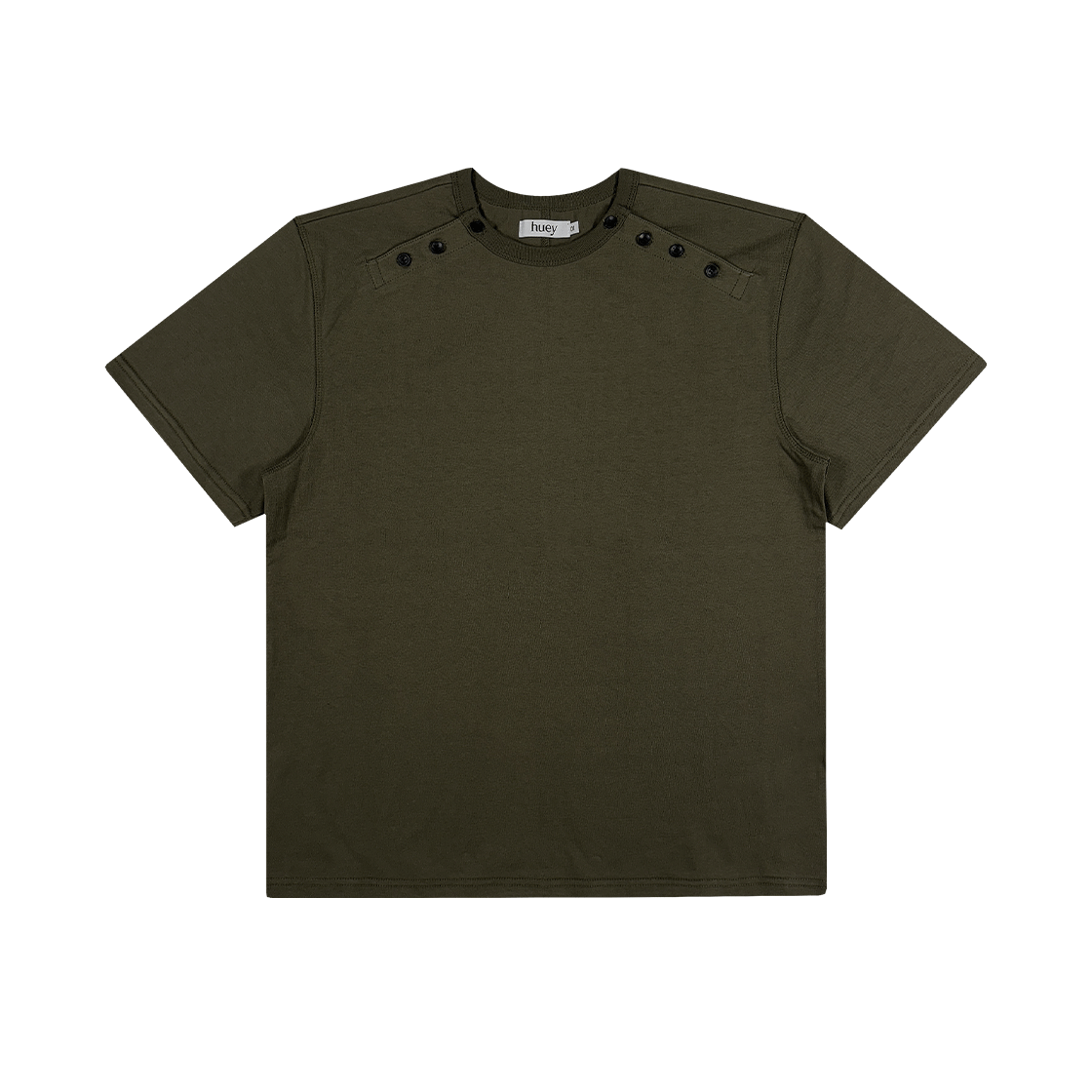 휴이 더블 사이드 버튼 헨리넥 카키(Huey Double Side Button Henry Neck Khaki)